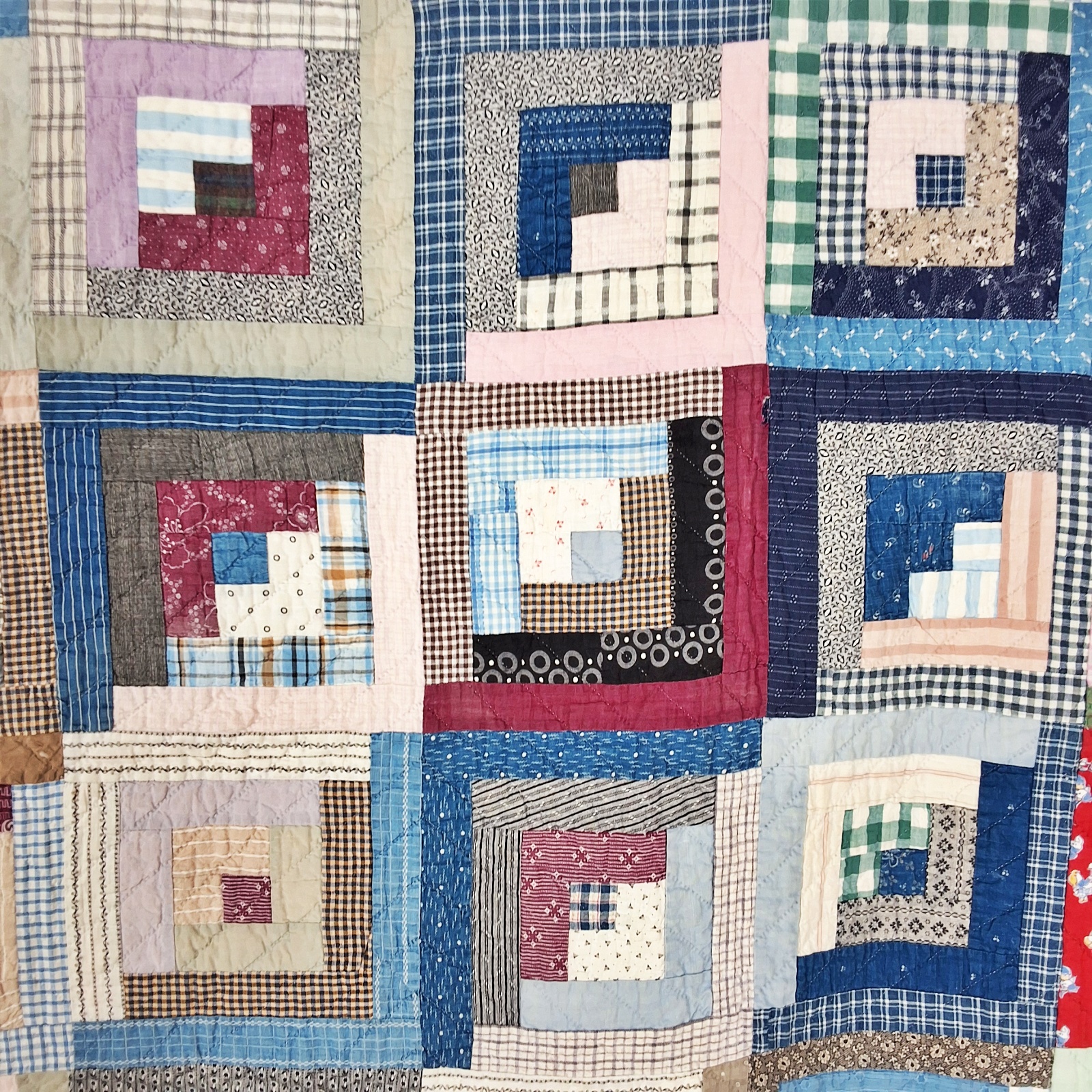 2 Vintage Log Cabin Quilts