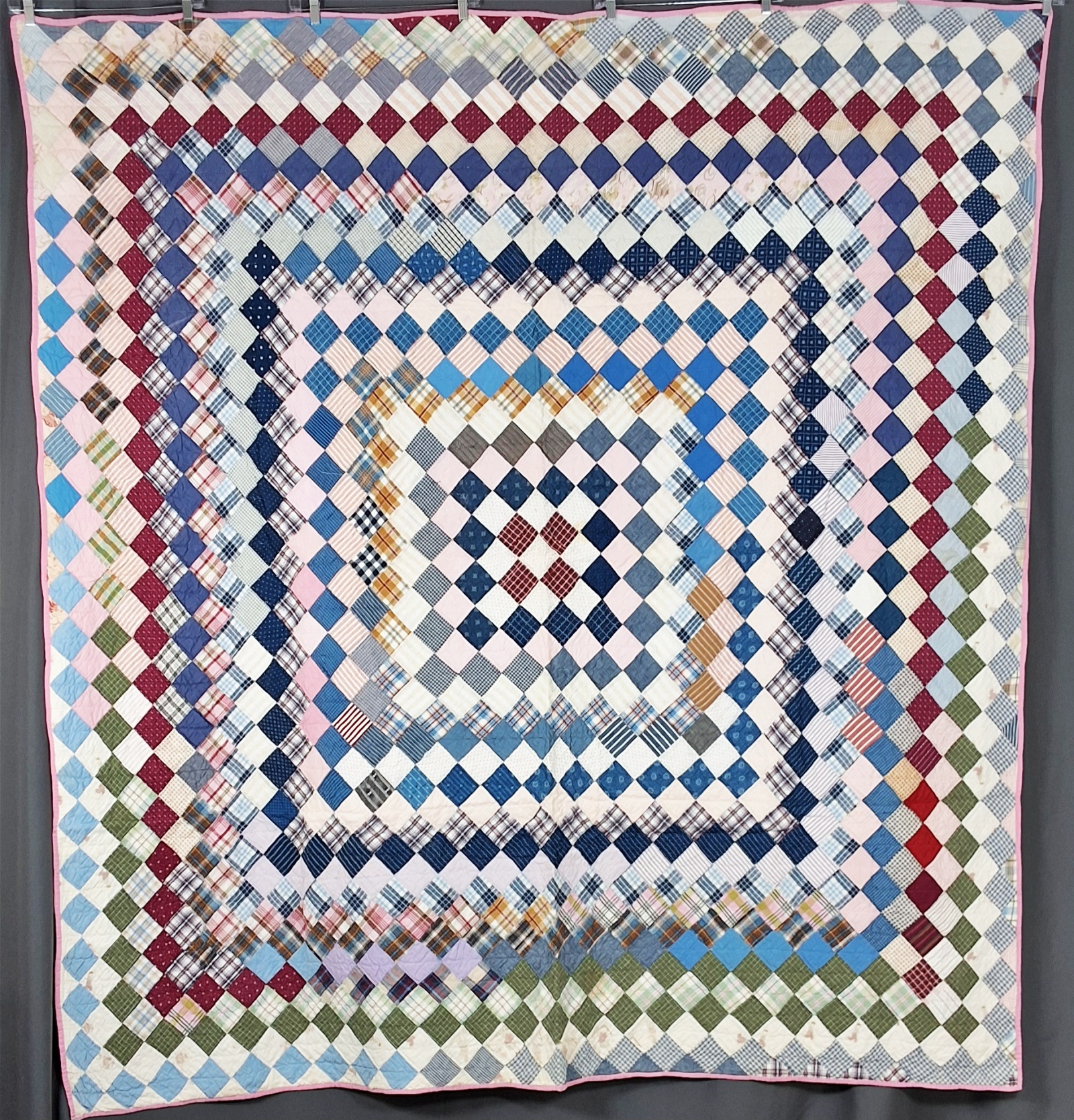 Antique c1900 Trip Around the World Quilt