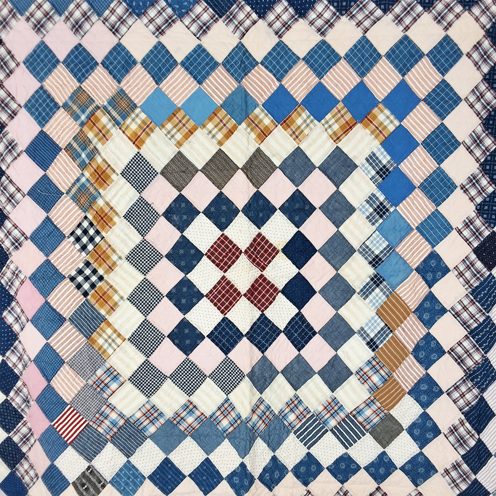 Antique c1900 Trip Around the World Quilt