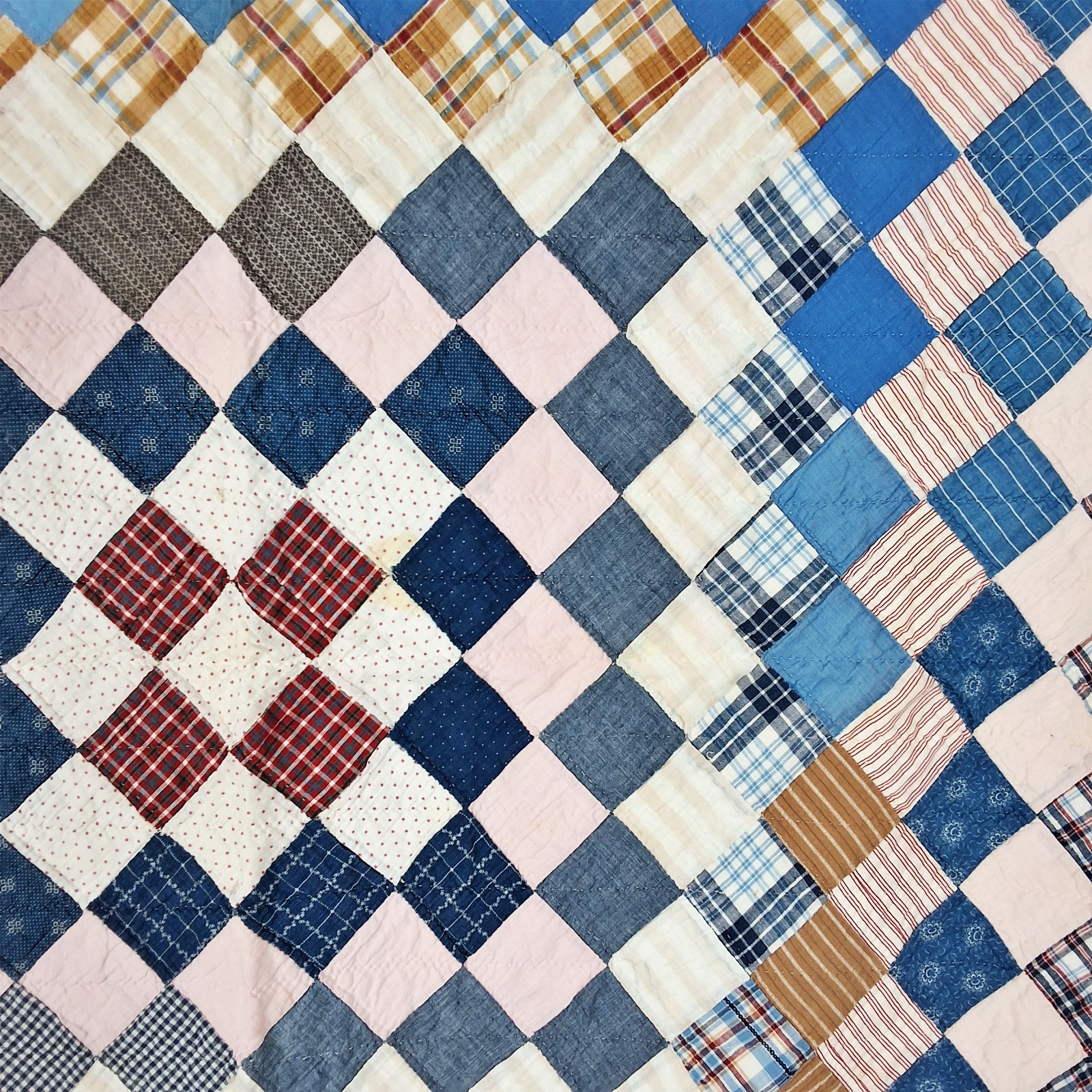 Antique c1900 Trip Around the World Quilt