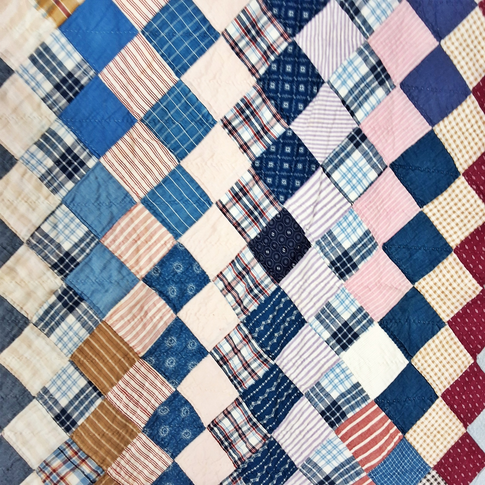 Antique c1900 Trip Around the World Quilt