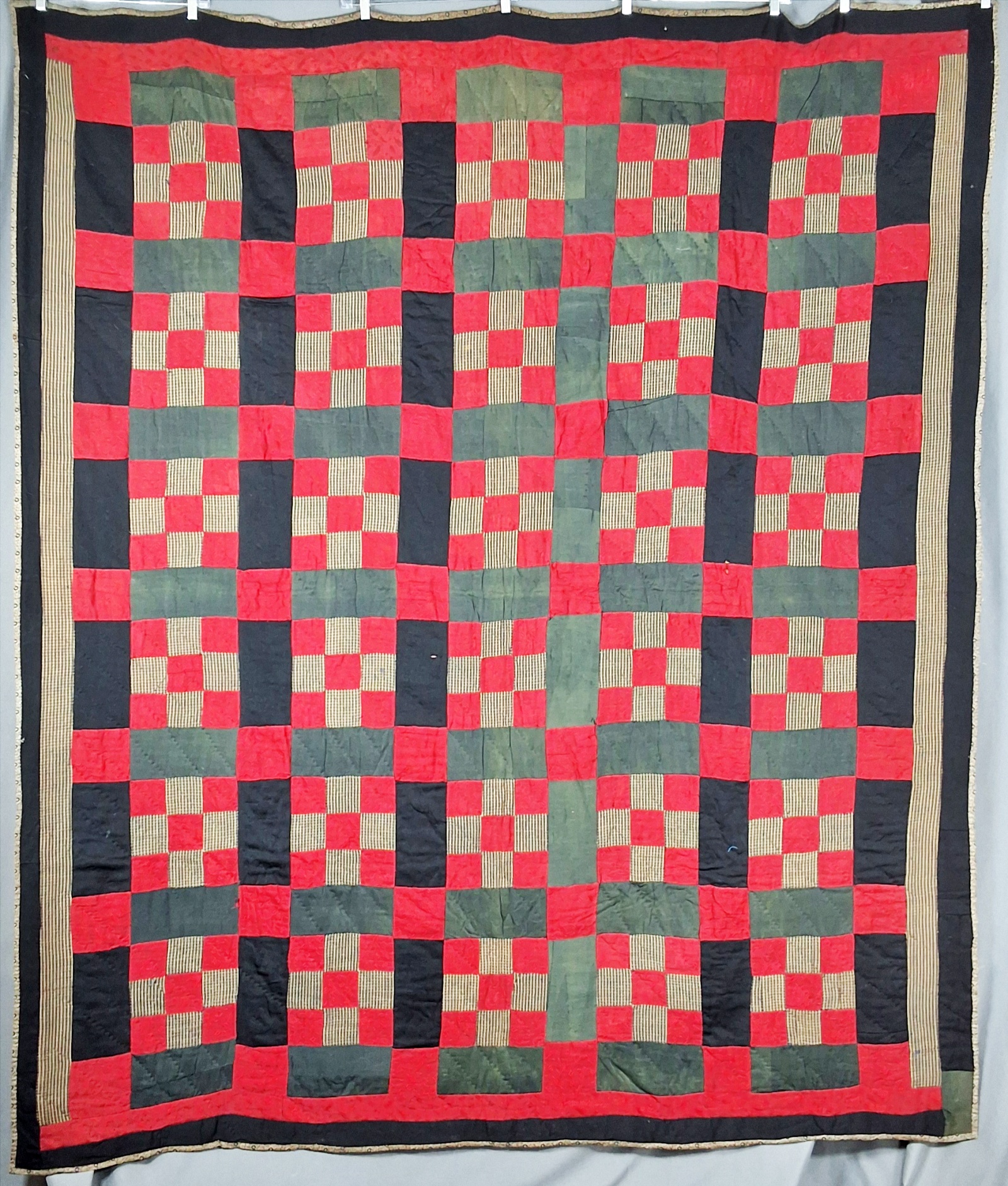 2 Antique 19th Century Quilt - 9 Patch, Courthouse Steps