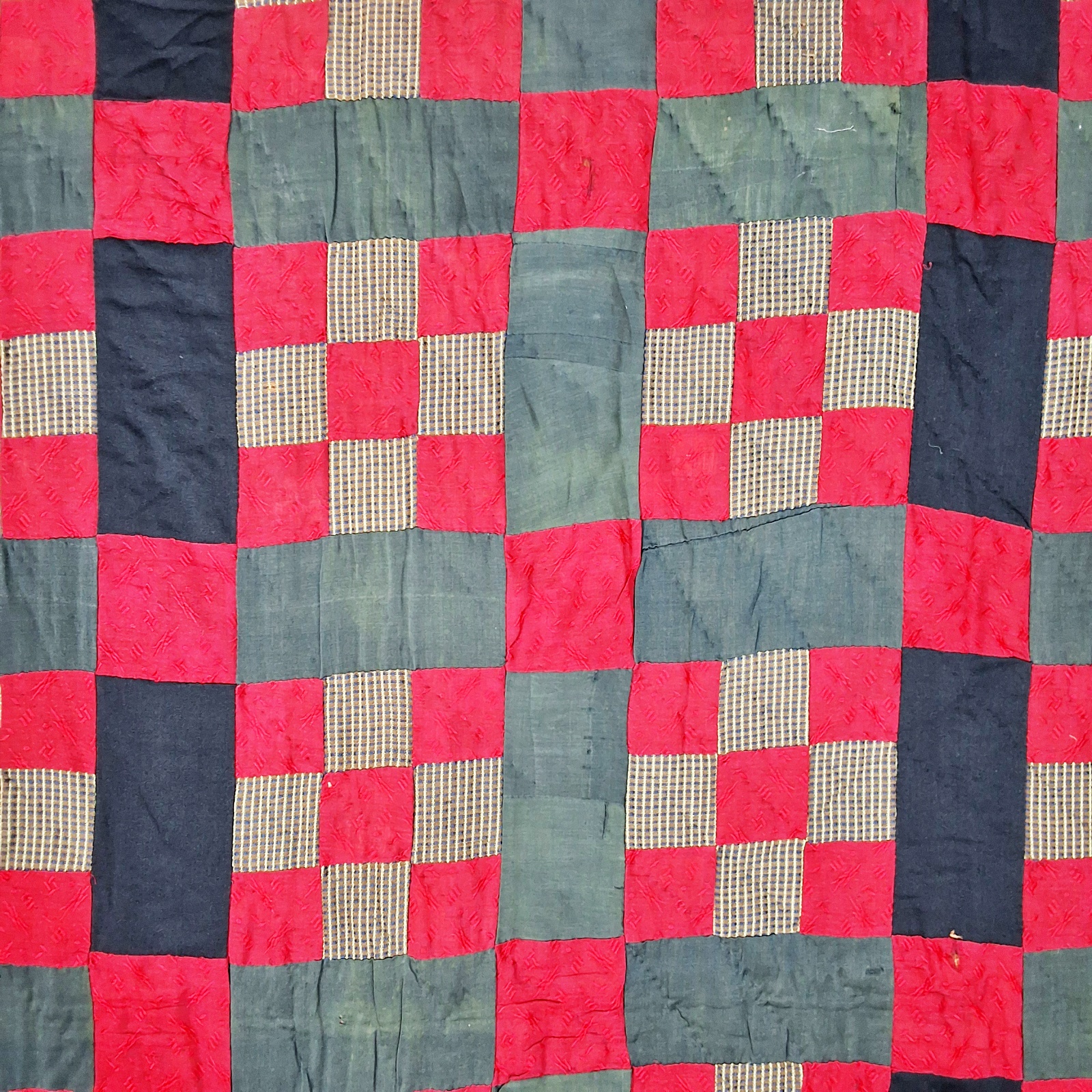 2 Antique 19th Century Quilt - 9 Patch, Courthouse Steps