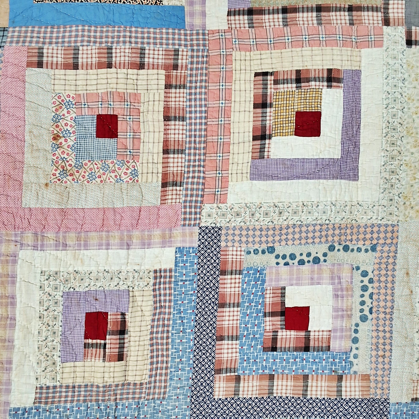 Vintage c1940 Log Cabin Quilt