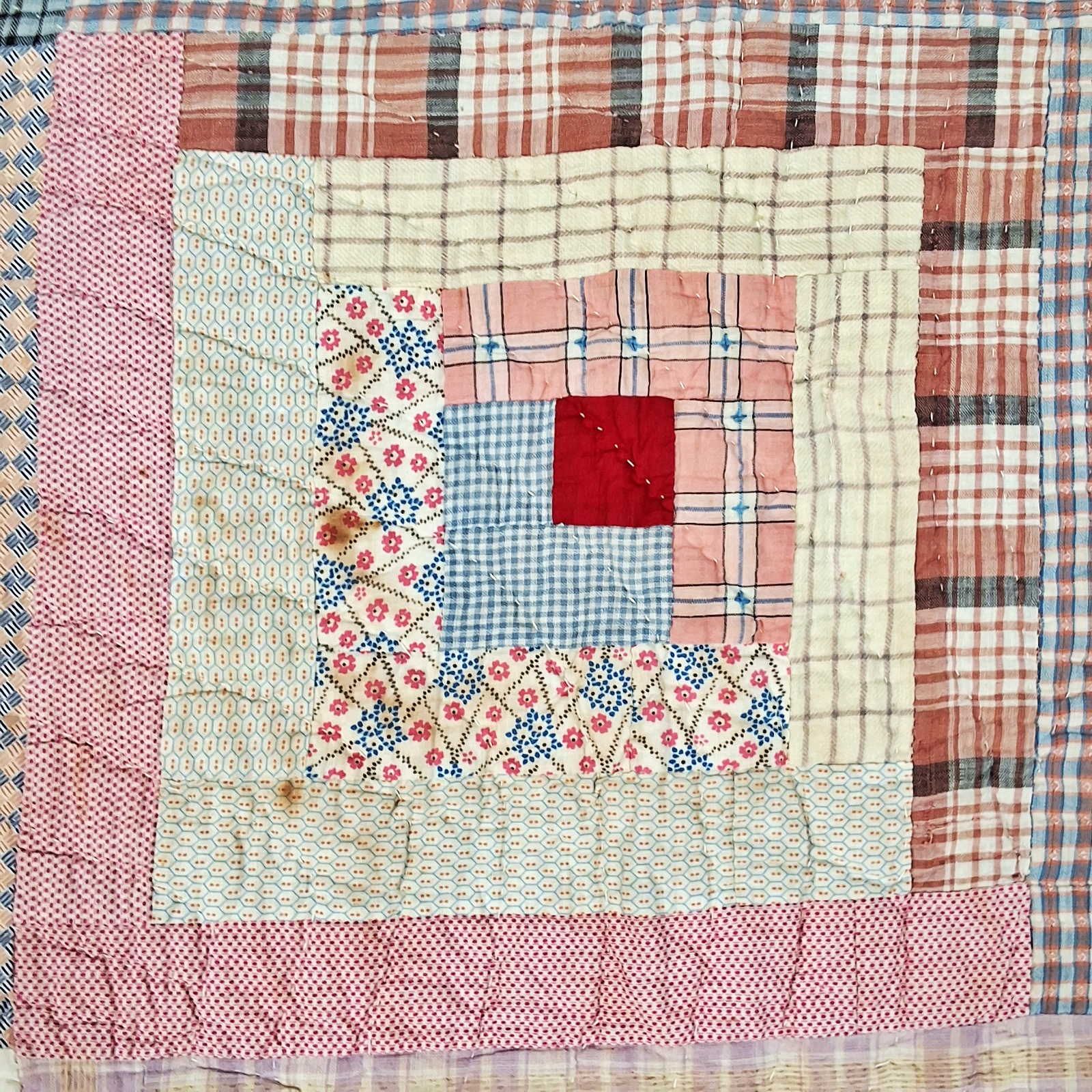 Vintage c1940 Log Cabin Quilt