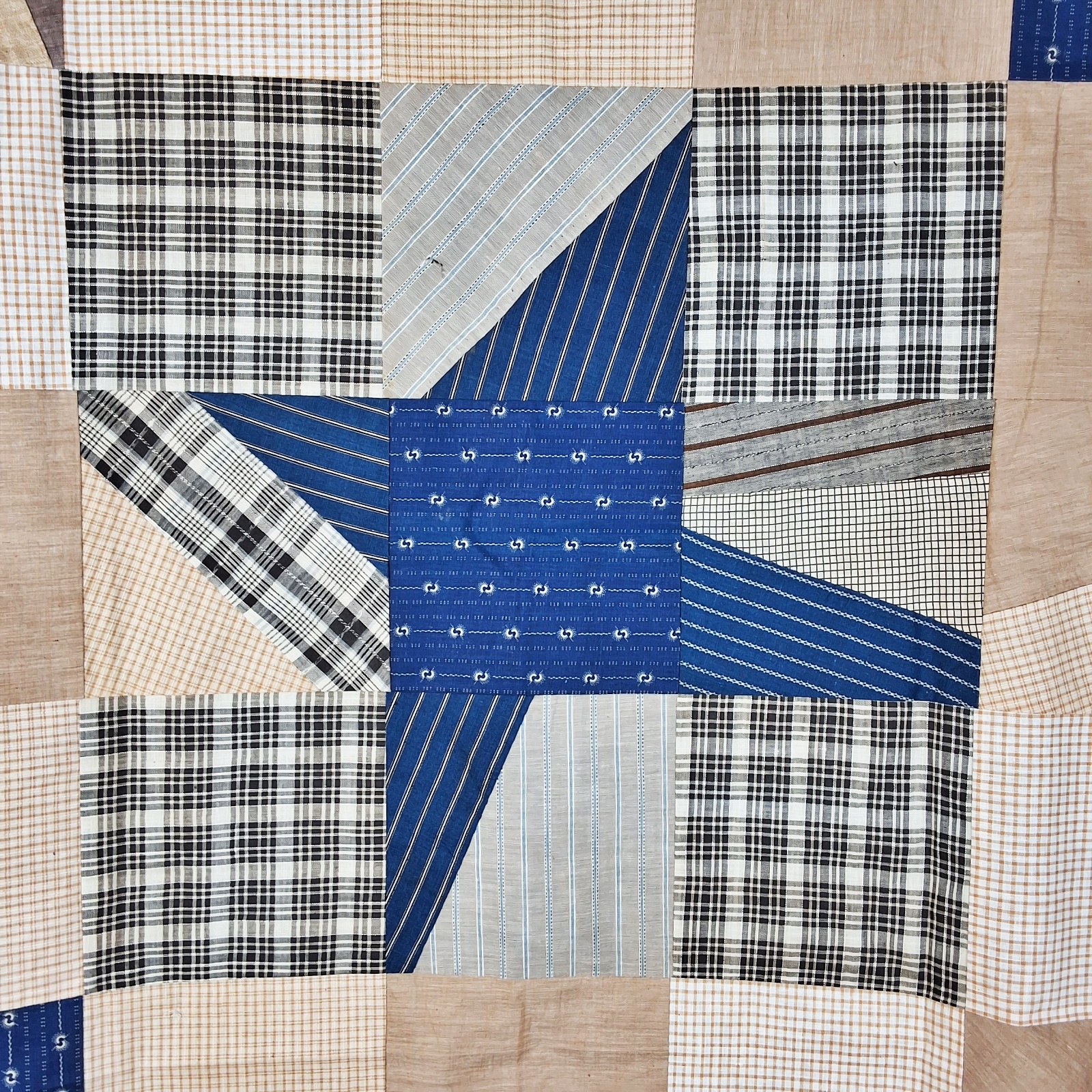 19th Century Quilt Top - Plaids and Stripes