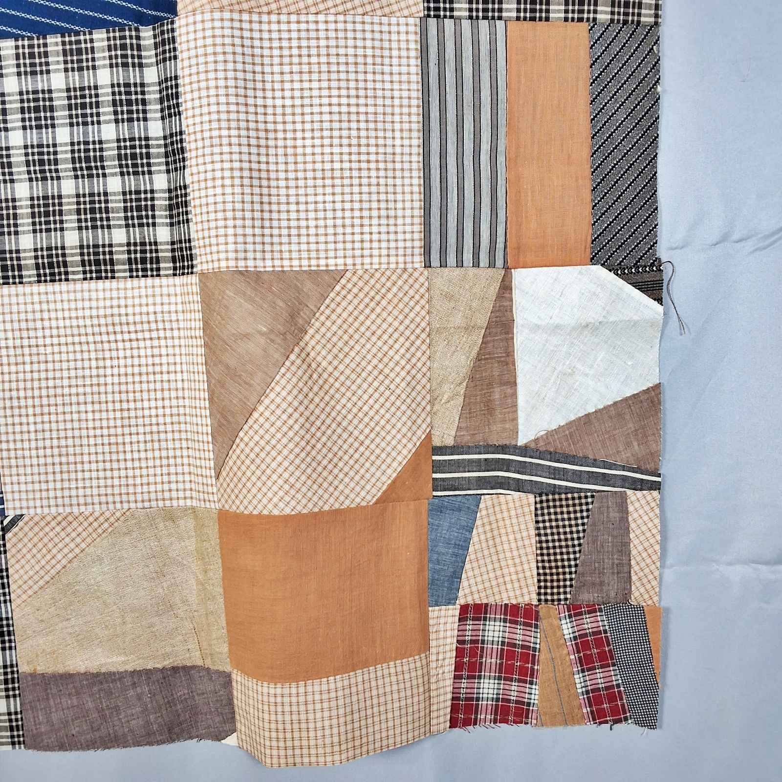 19th Century Quilt Top - Plaids and Stripes