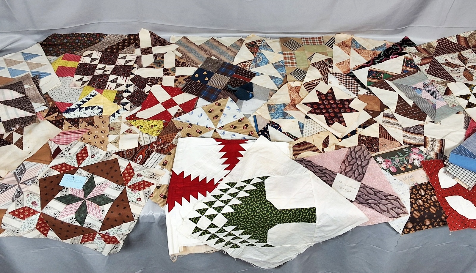 51 Antique Quilt Blocks - Various Sizes and Prints