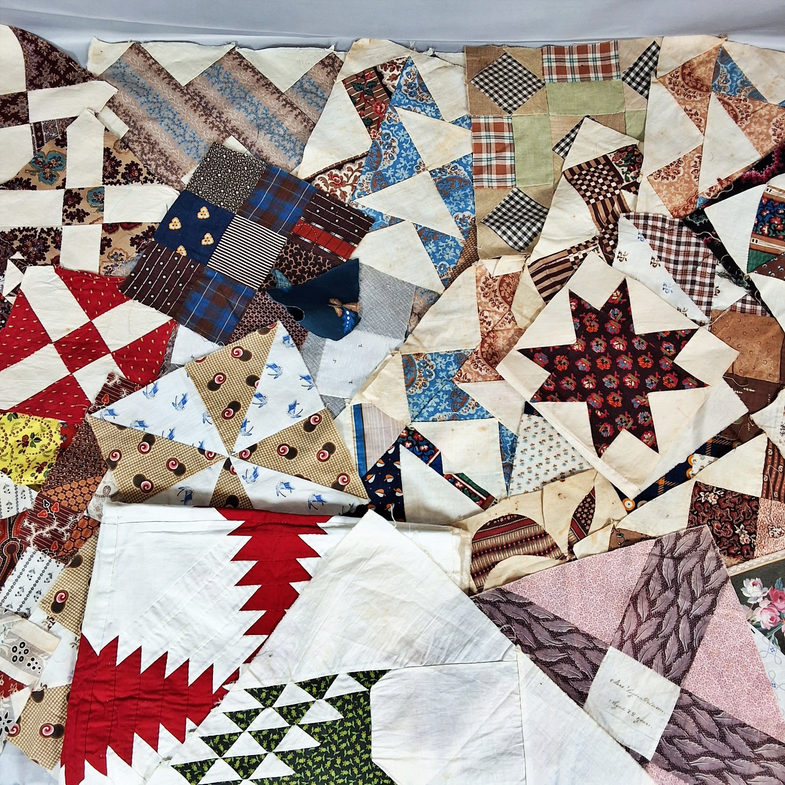51 Antique Quilt Blocks - Various Sizes and Prints
