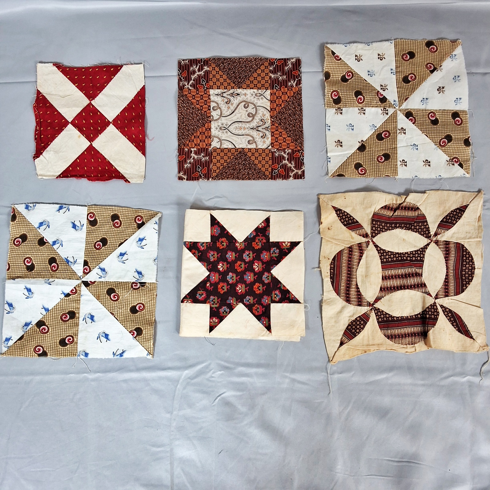 51 Antique Quilt Blocks - Various Sizes and Prints