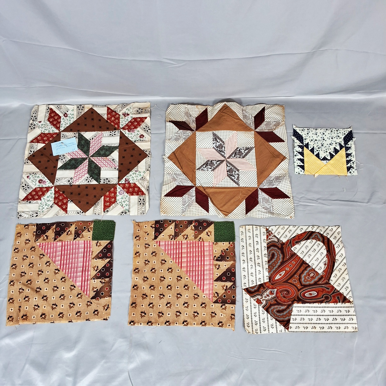 51 Antique Quilt Blocks - Various Sizes and Prints