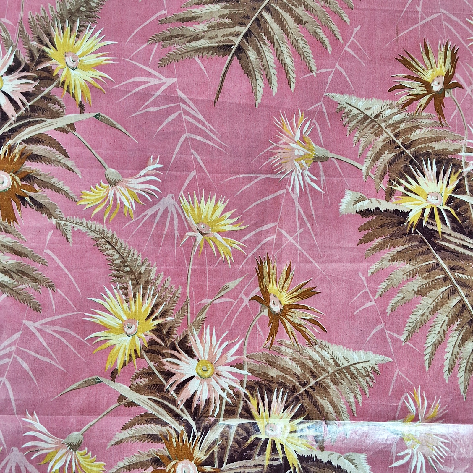 Antique 1880s Glazed Cotton Chintz - France
