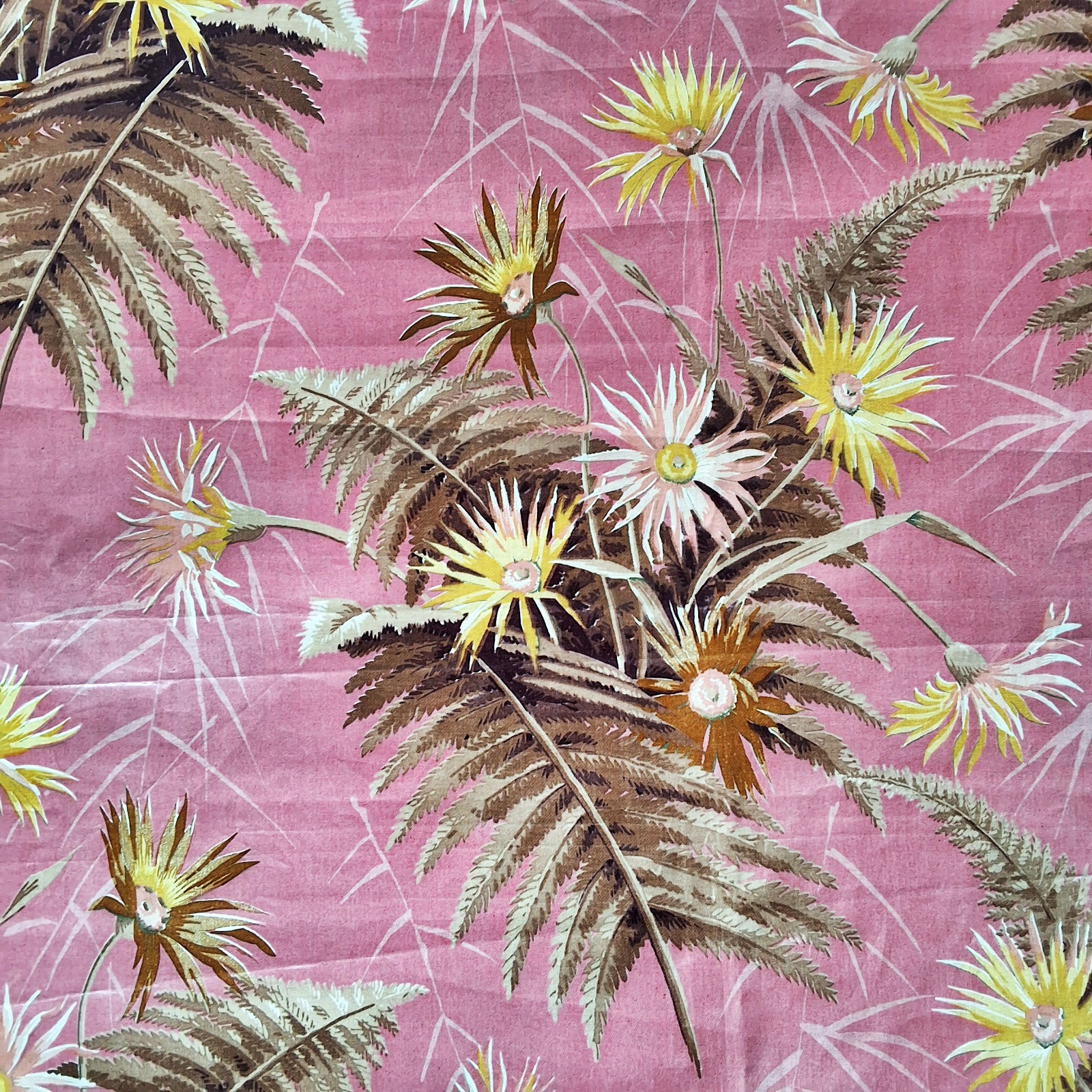 Antique 1880s Glazed Cotton Chintz - France