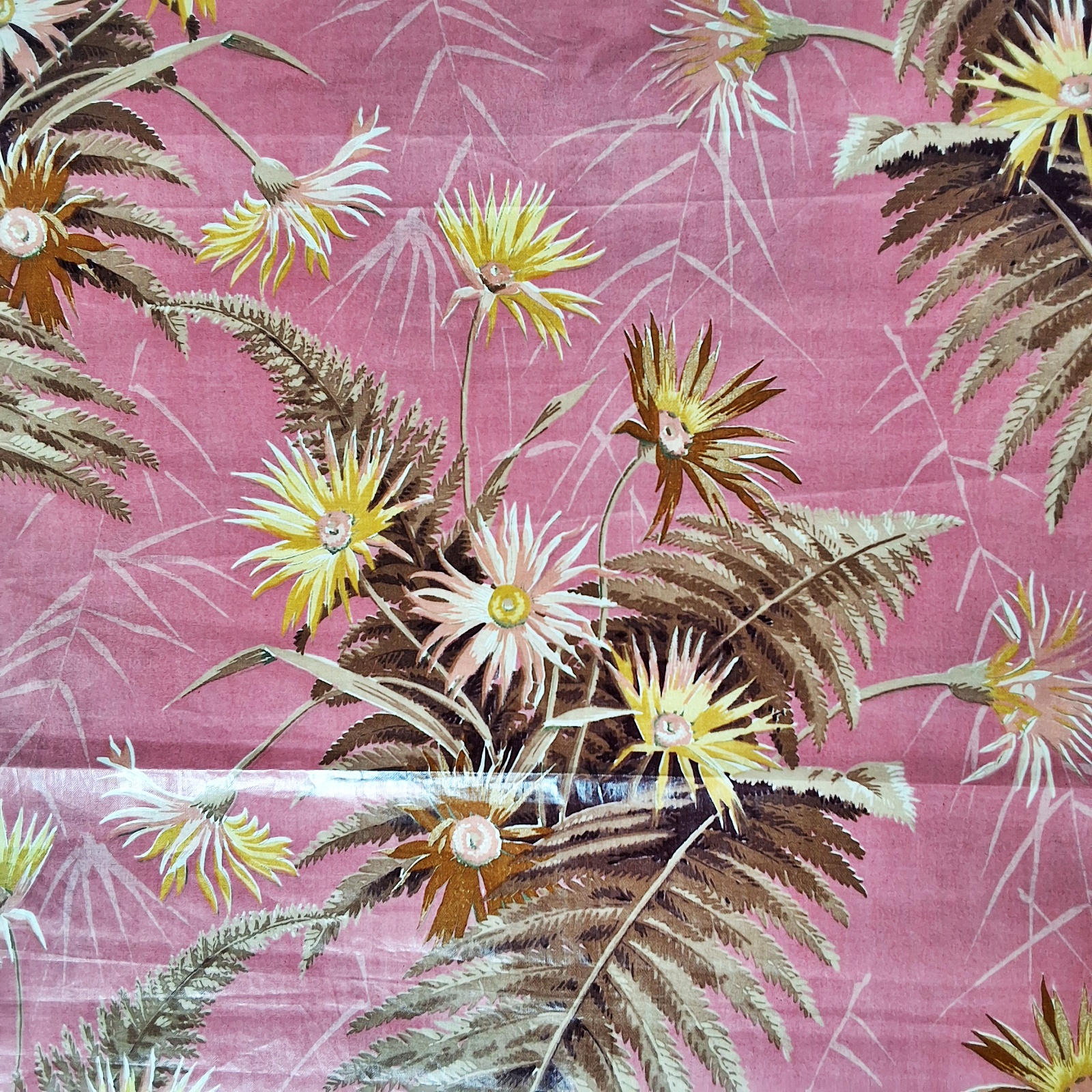 Antique 1880s Glazed Cotton Chintz - France