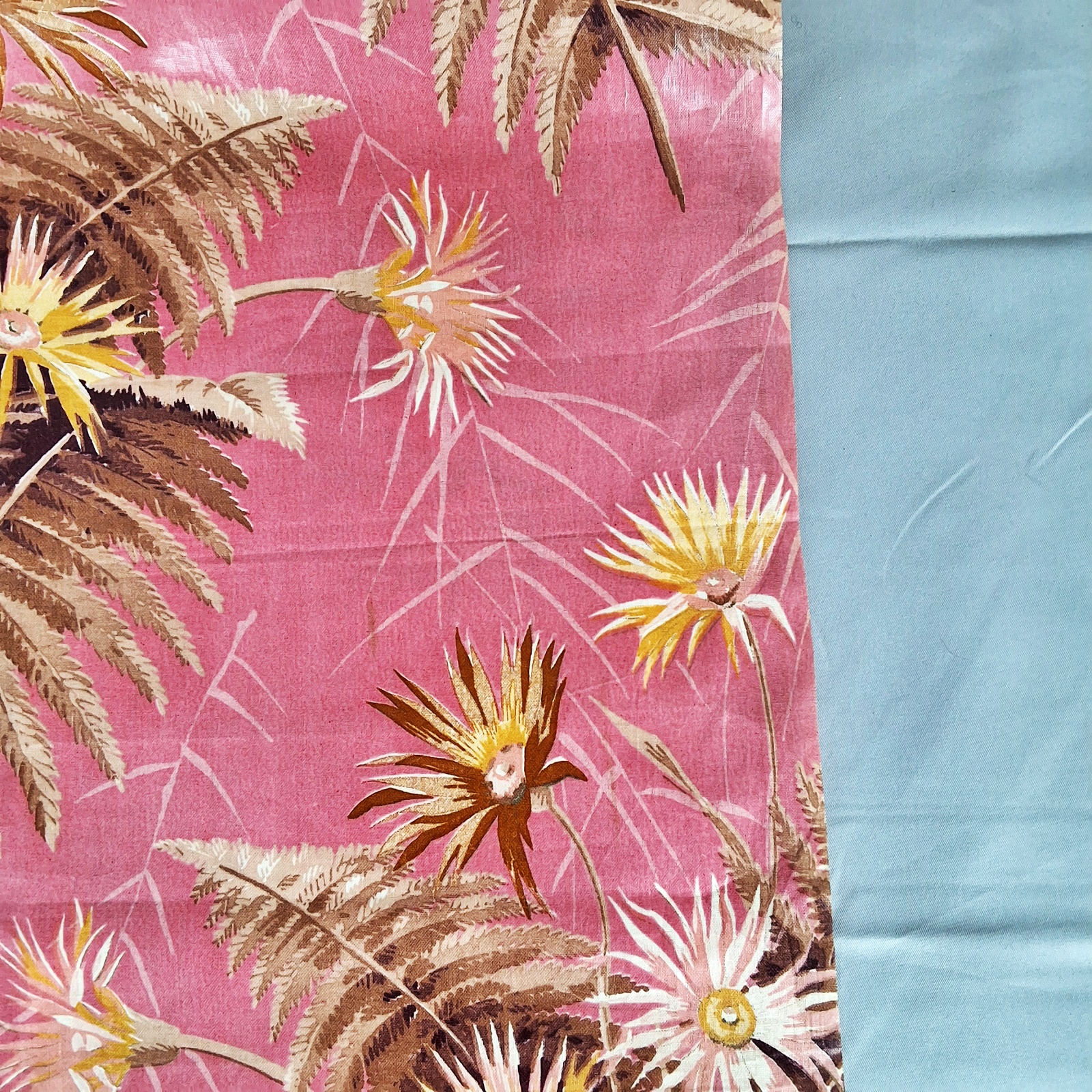 Antique 1880s Glazed Cotton Chintz - France