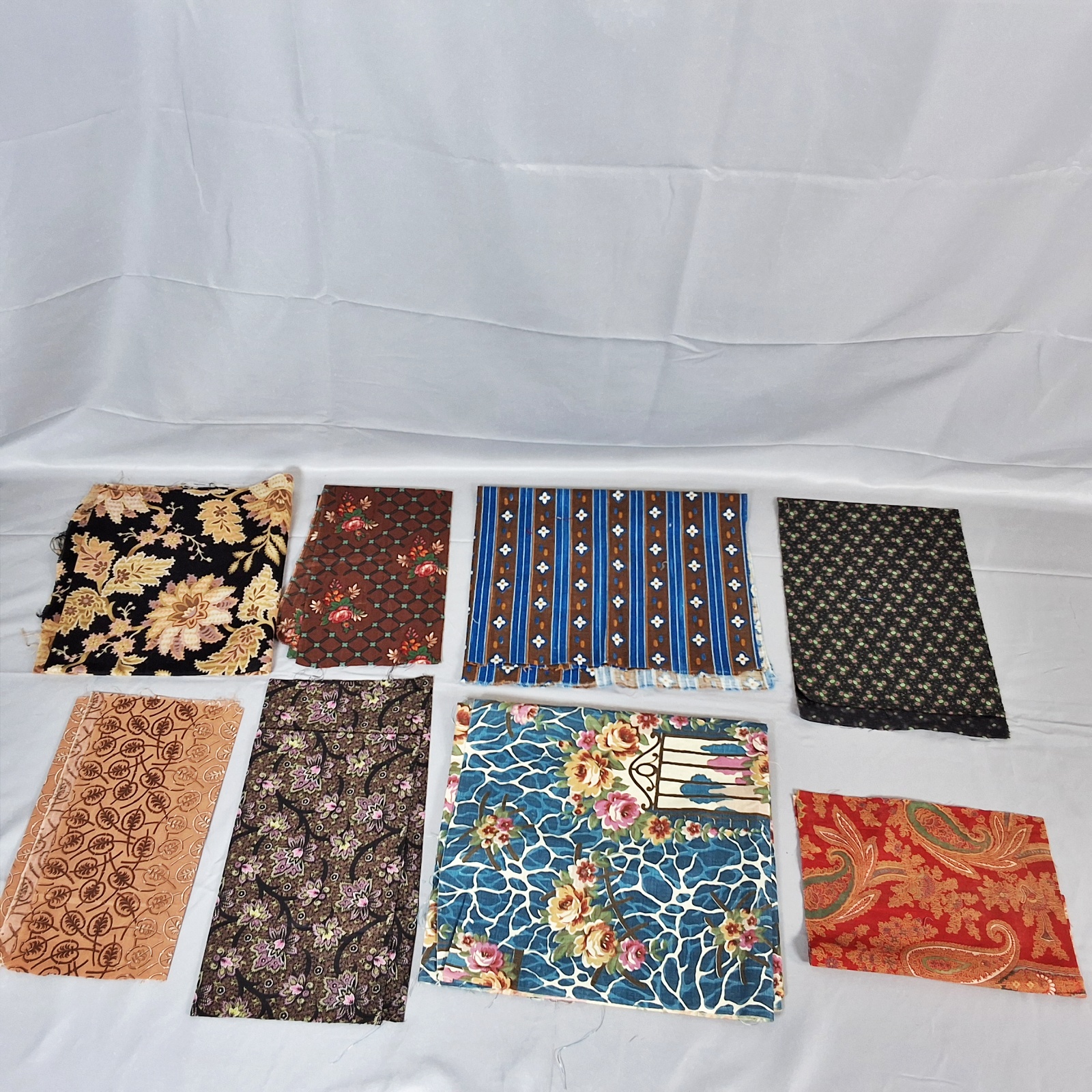 8 Antique 19th Century Fabric Samples