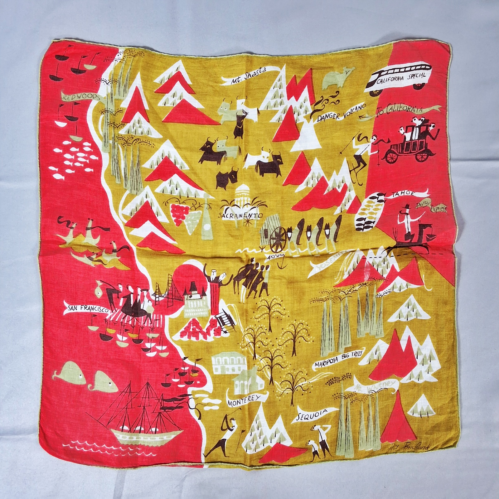 3 Vintage Conversational Scarves