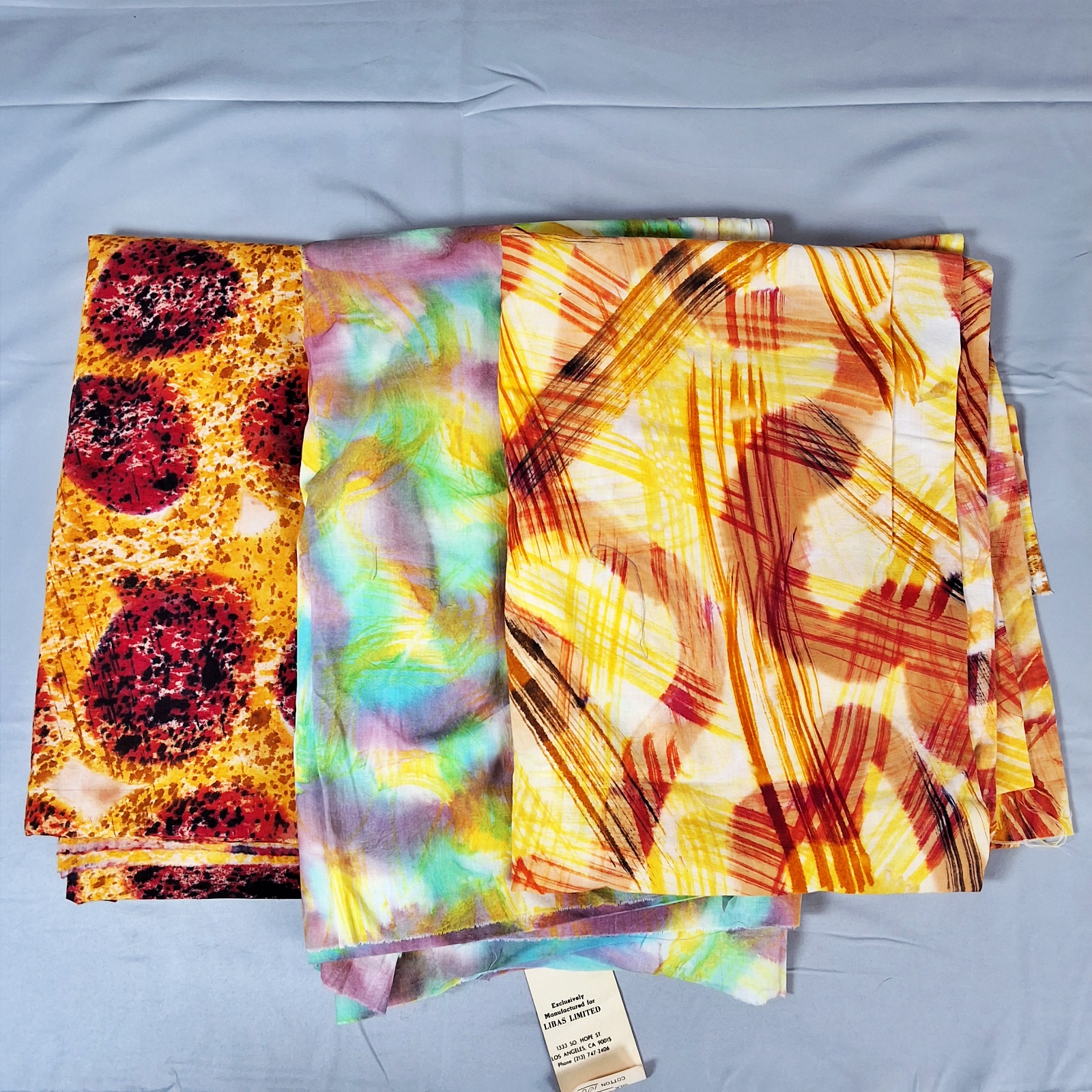 3 Hand Dyed Cotton Fabrics from India