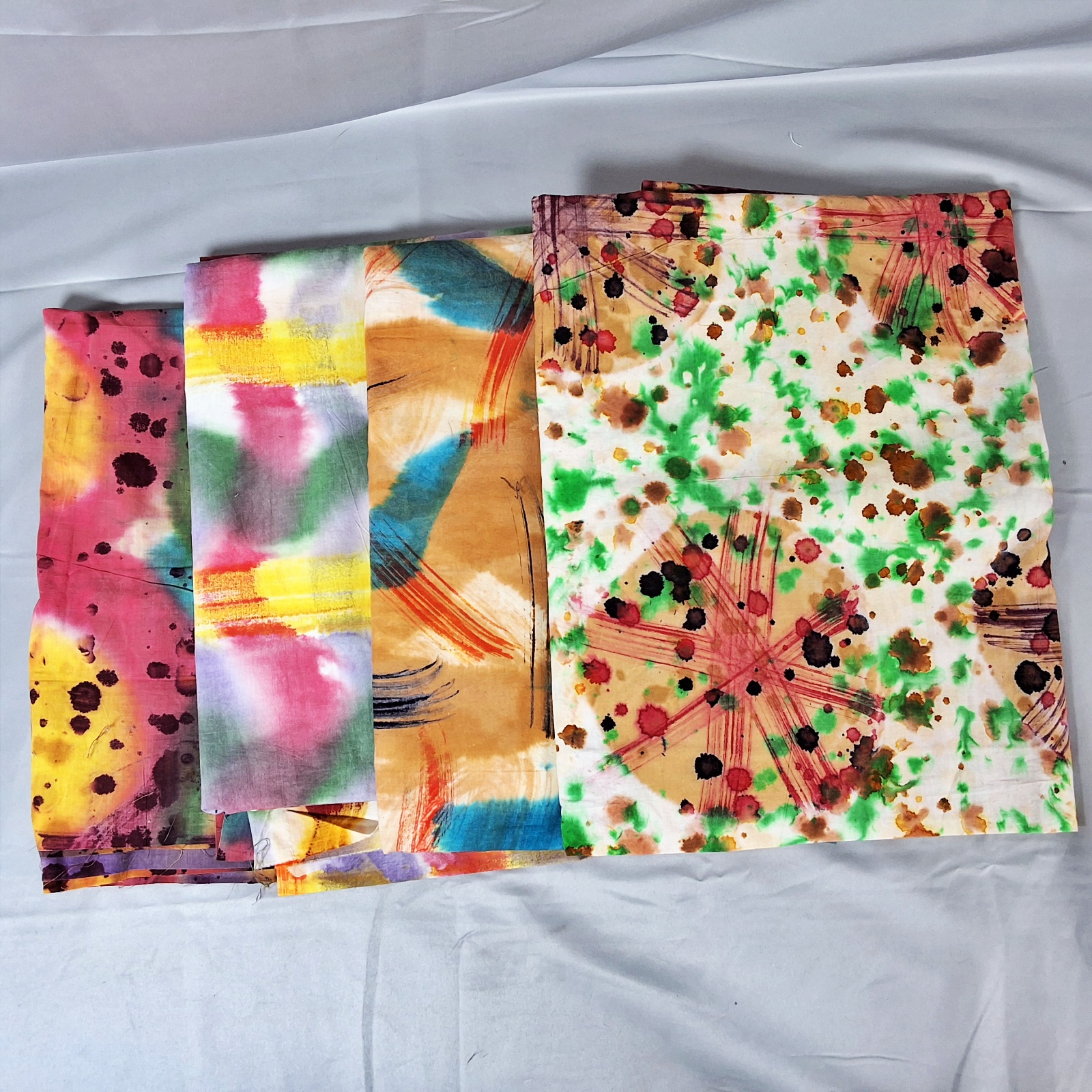 5 Hand Dyed Cotton Fabrics from India