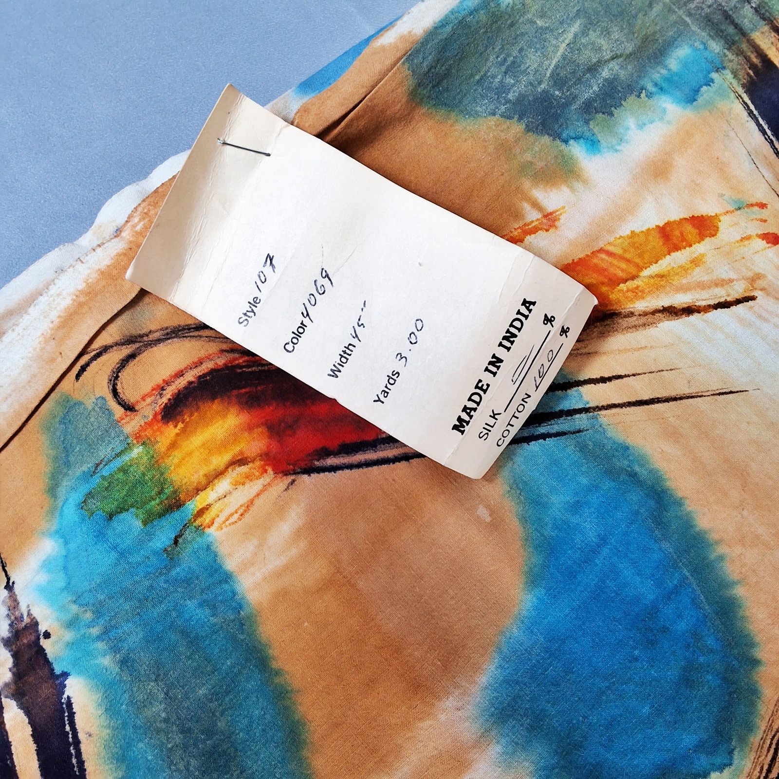 5 Hand Dyed Cotton Fabrics from India