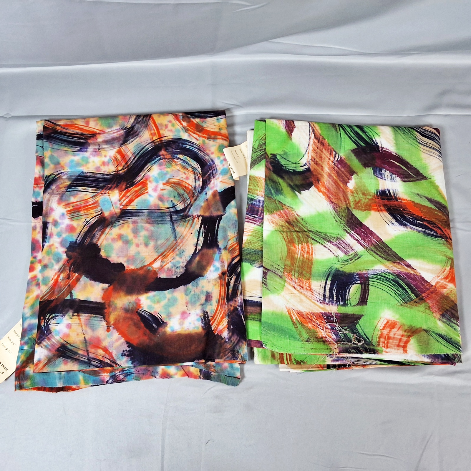 2 Hand Dyed Cotton Fabrics from India