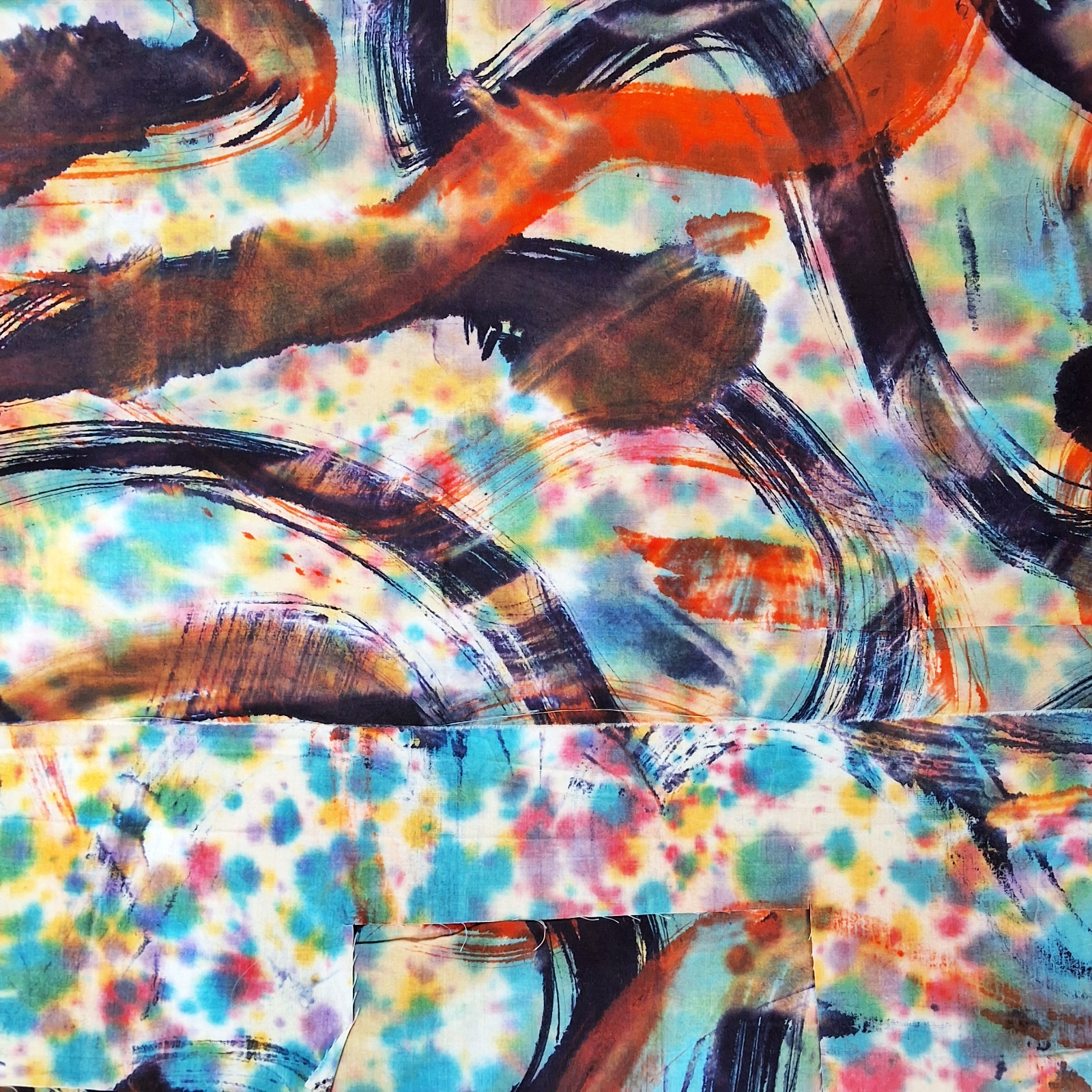 2 Hand Dyed Cotton Fabrics from India