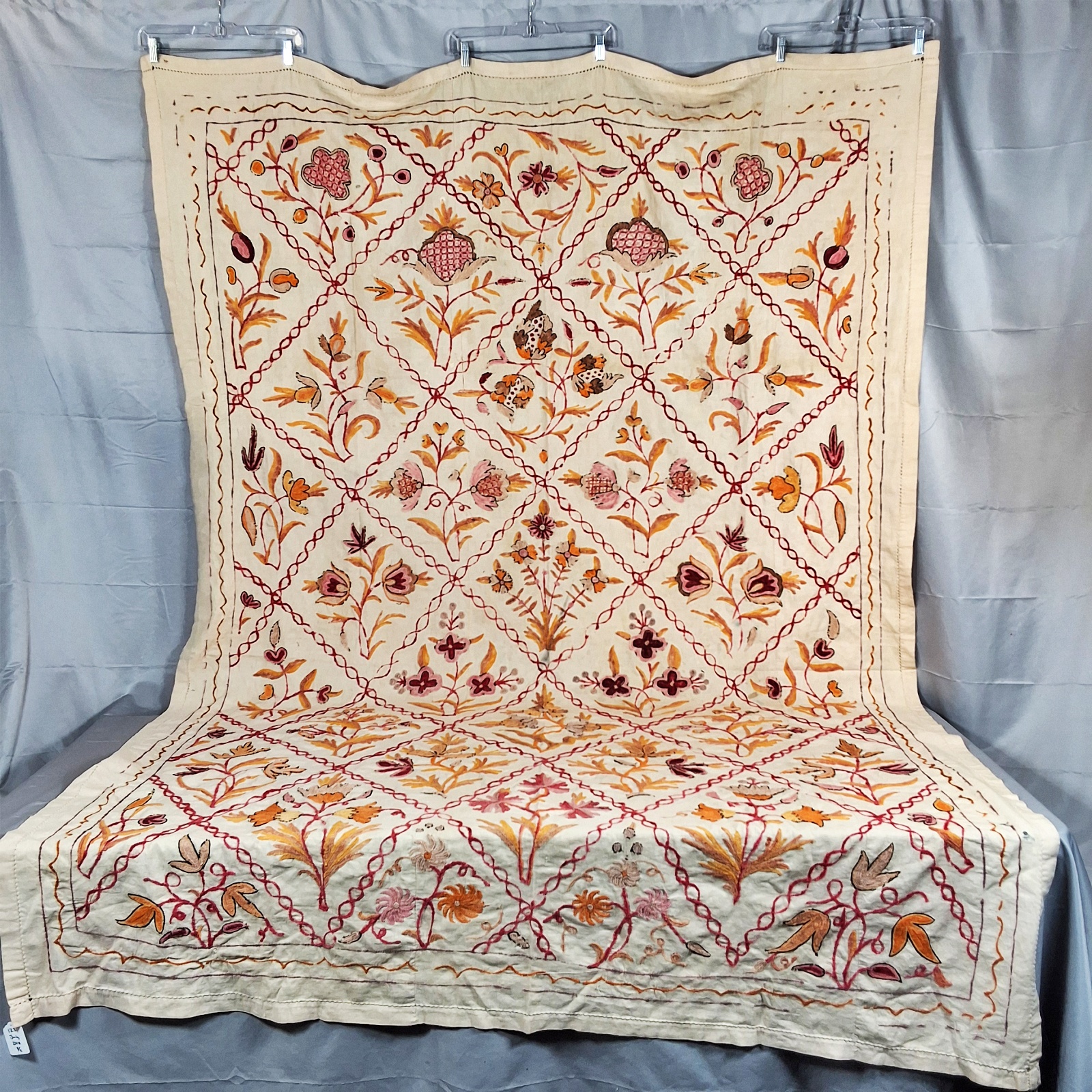 2 Antique Crewel Twin Bedspreads