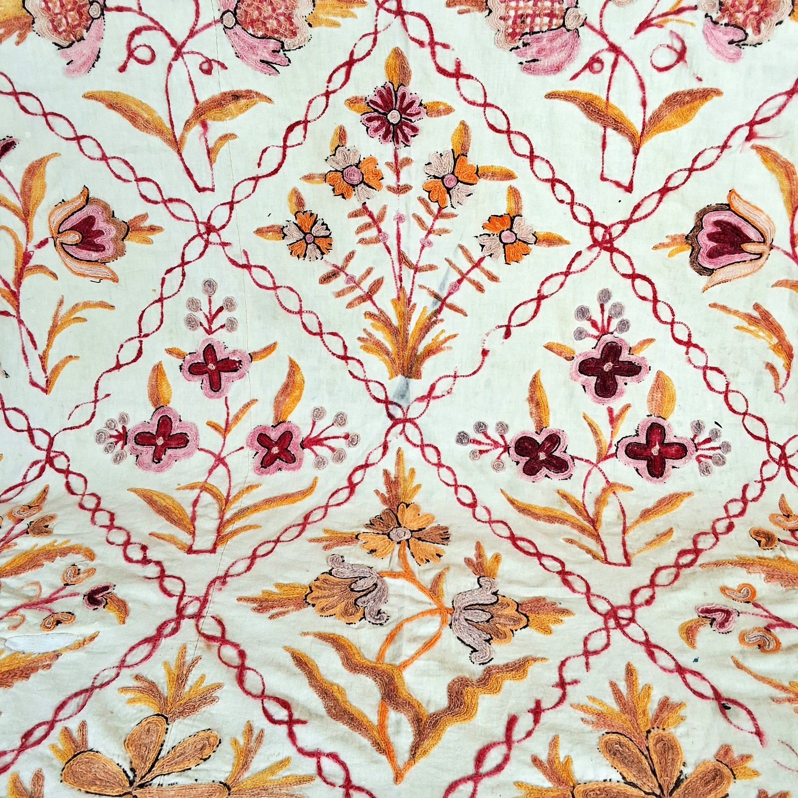 2 Antique Crewel Twin Bedspreads