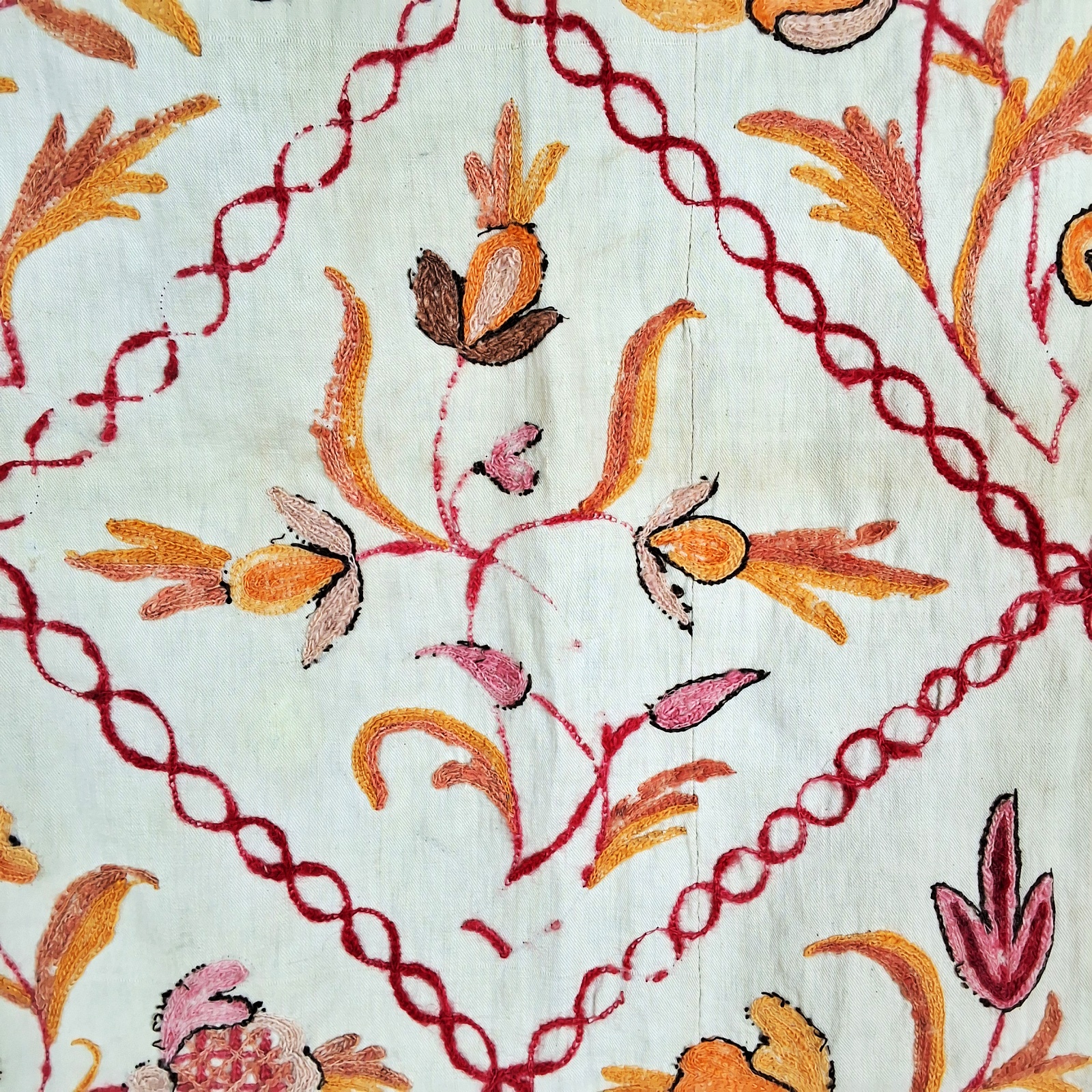 2 Antique Crewel Twin Bedspreads