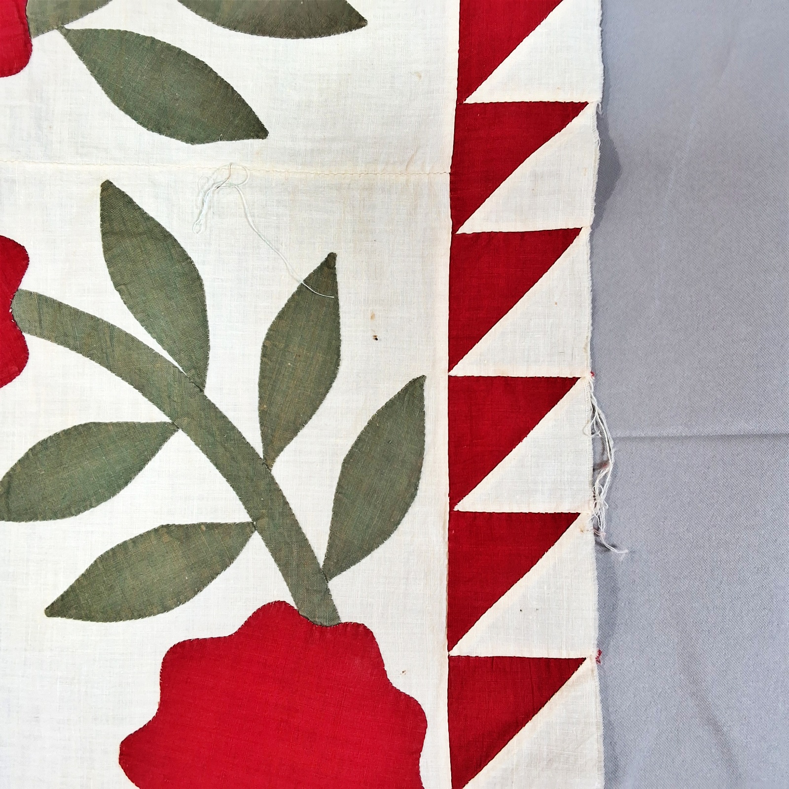 Antique 1870s Rose Wreath Quilt Top
