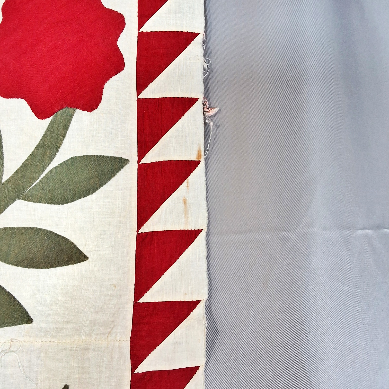 Antique 1870s Rose Wreath Quilt Top