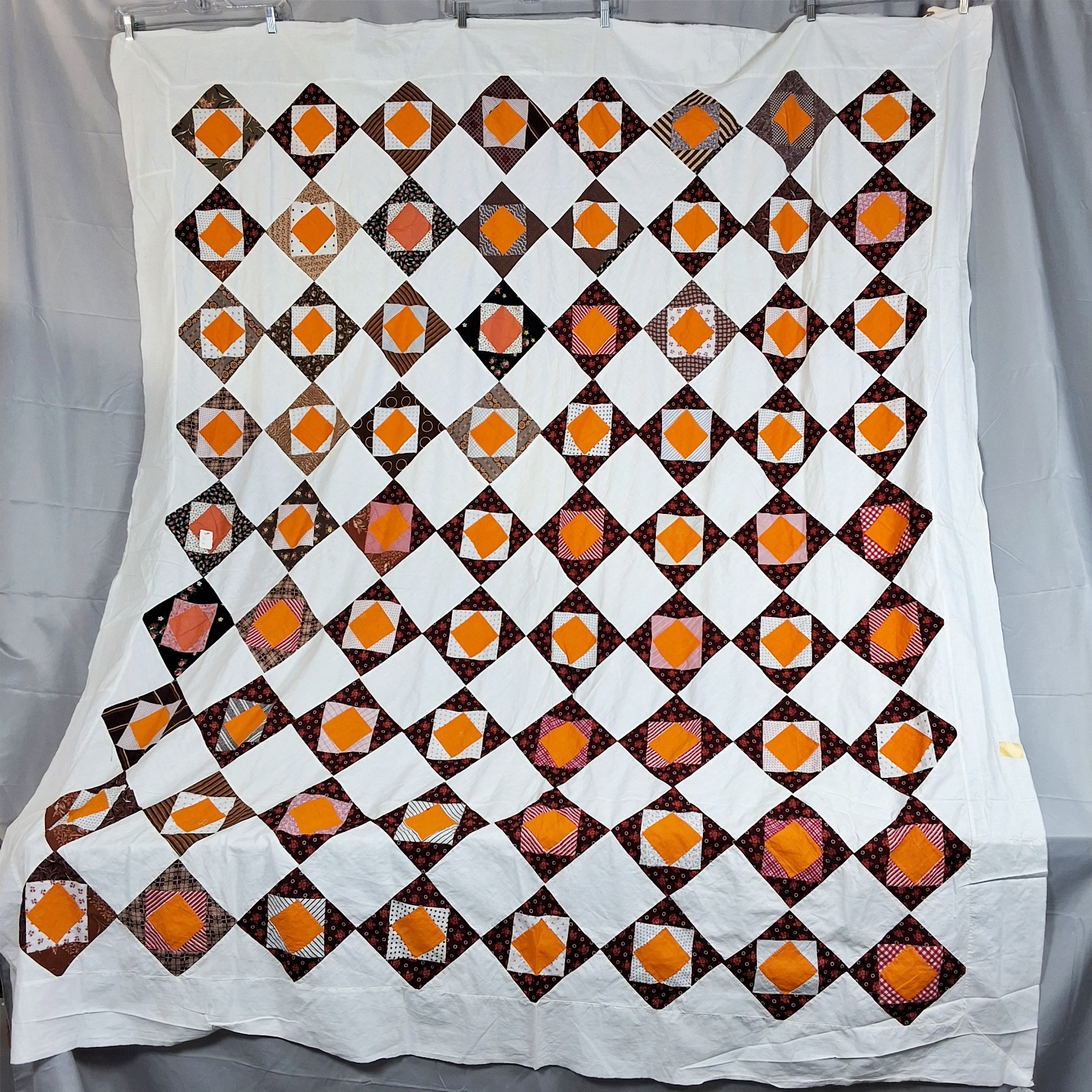 Antique 1880s Economy Patch Quilt Top