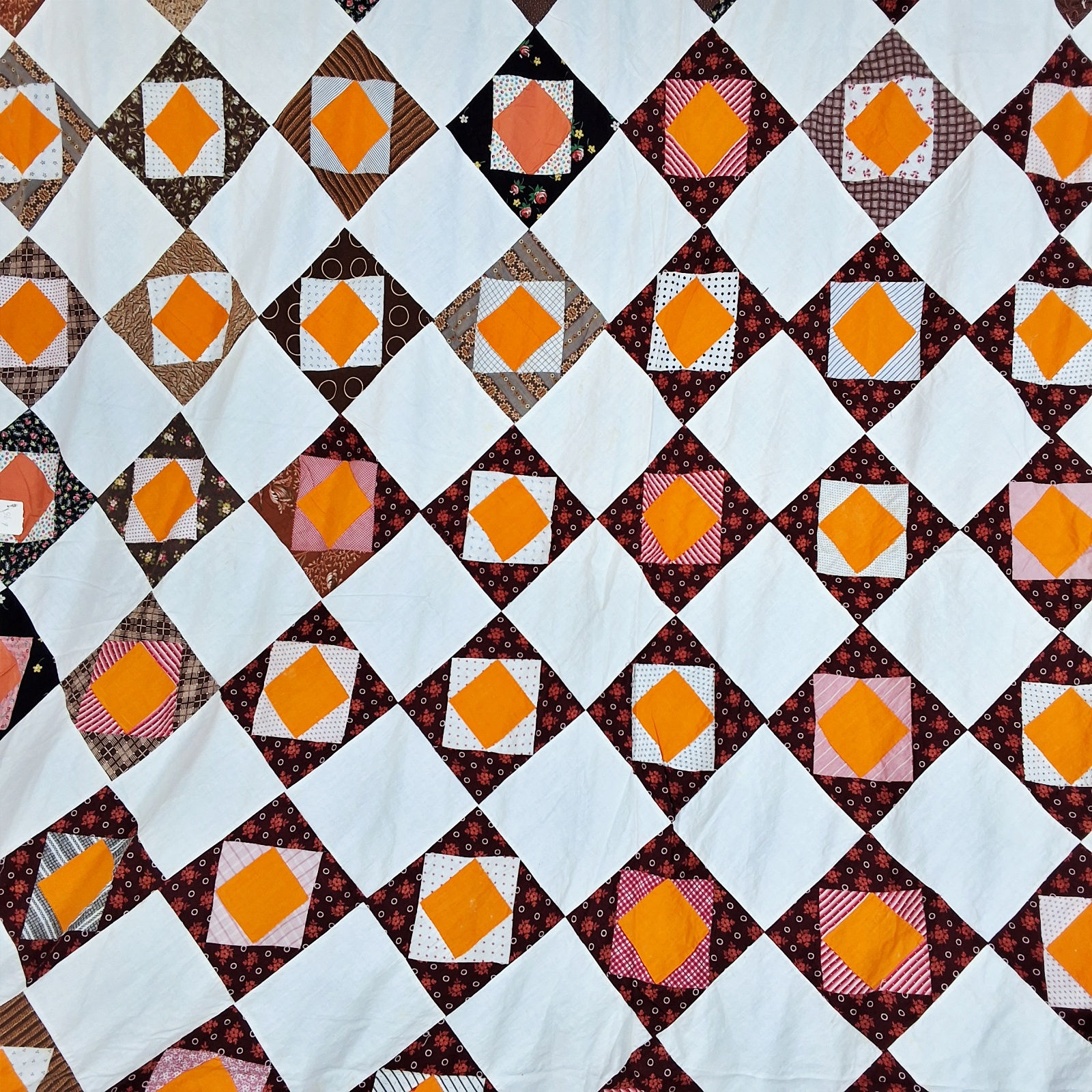 Antique 1880s Economy Patch Quilt Top