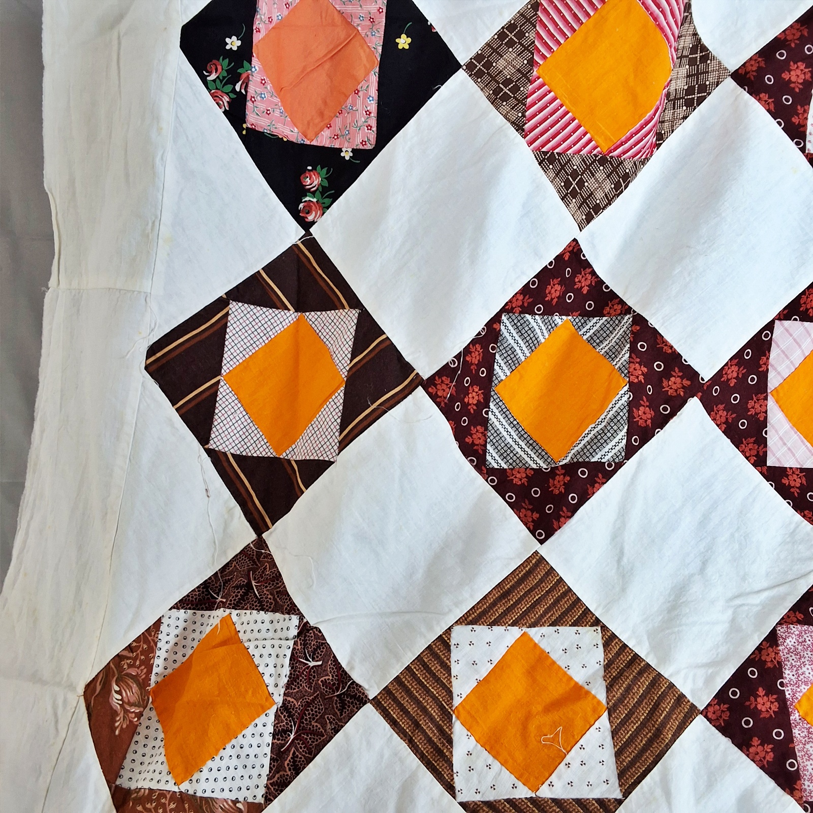 Antique 1880s Economy Patch Quilt Top