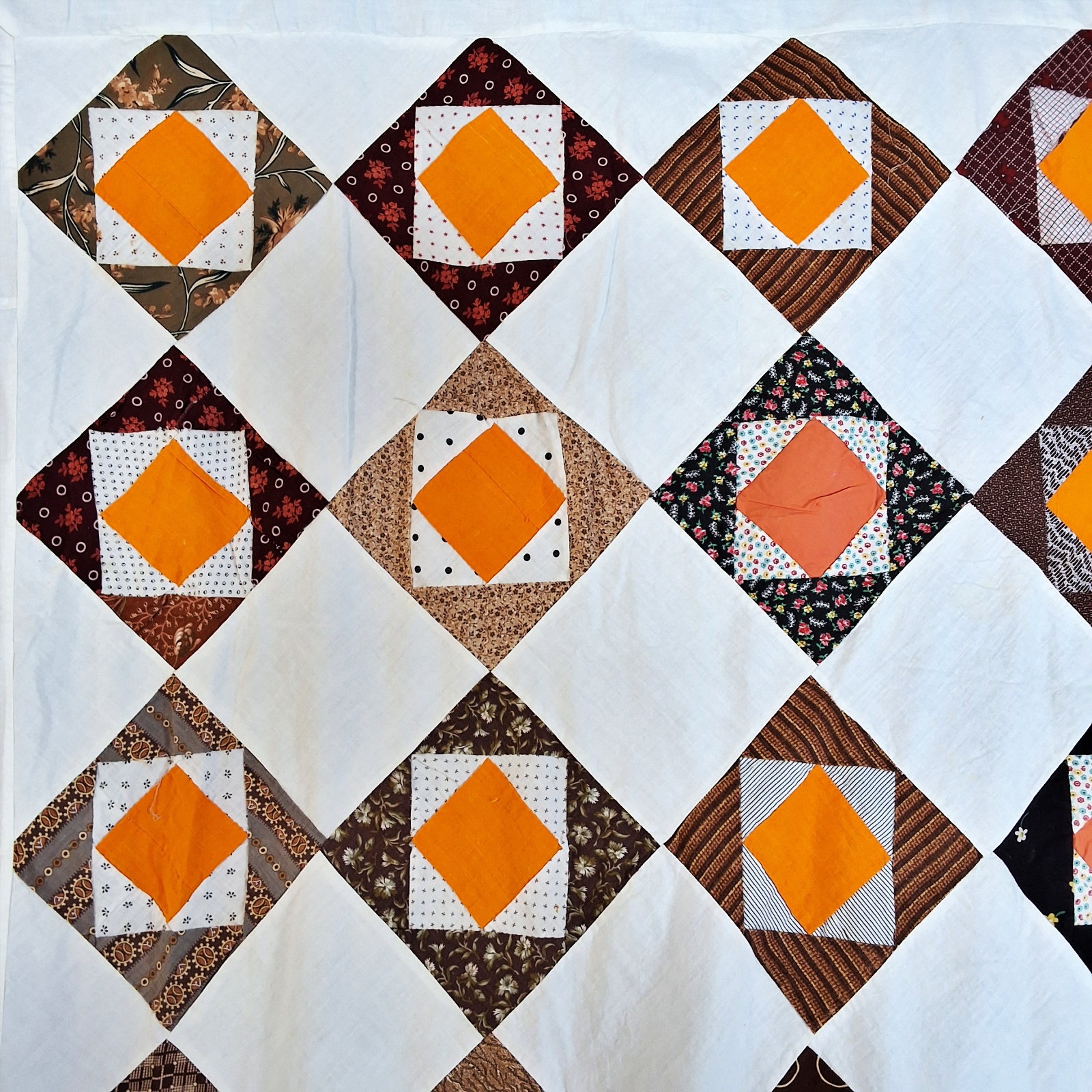 Antique 1880s Economy Patch Quilt Top