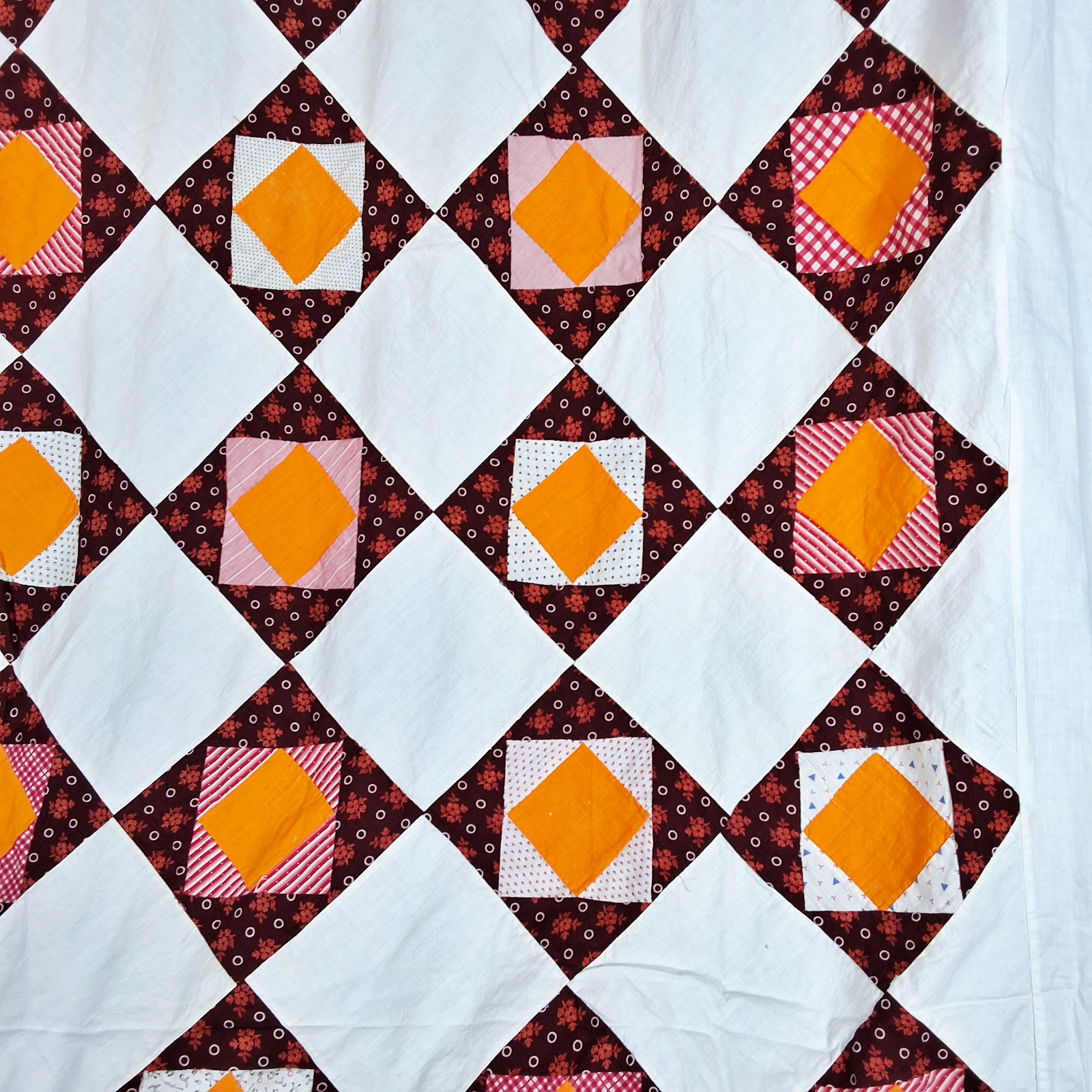Antique 1880s Economy Patch Quilt Top