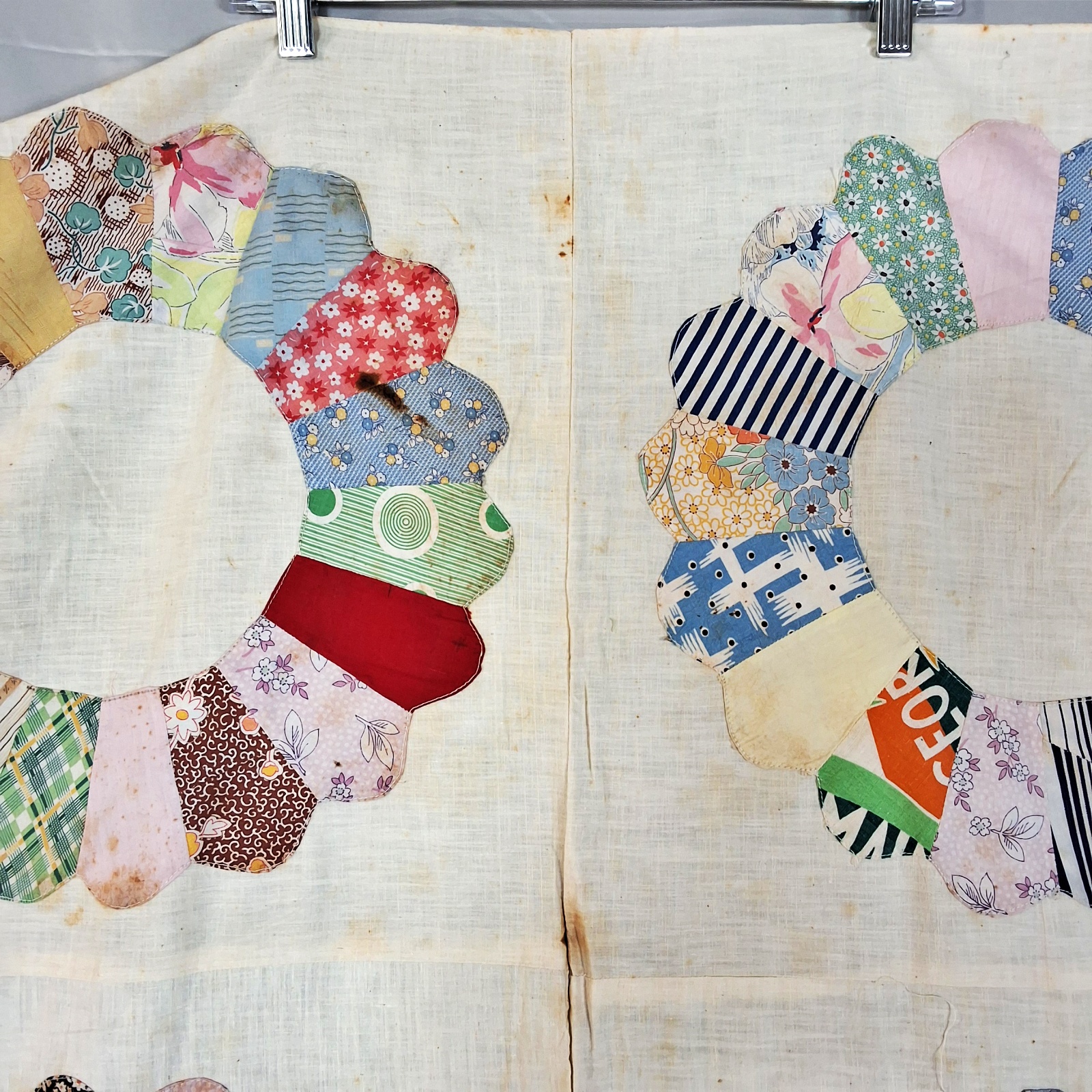 Vintage 1930s Dresden Plate Quilt Top