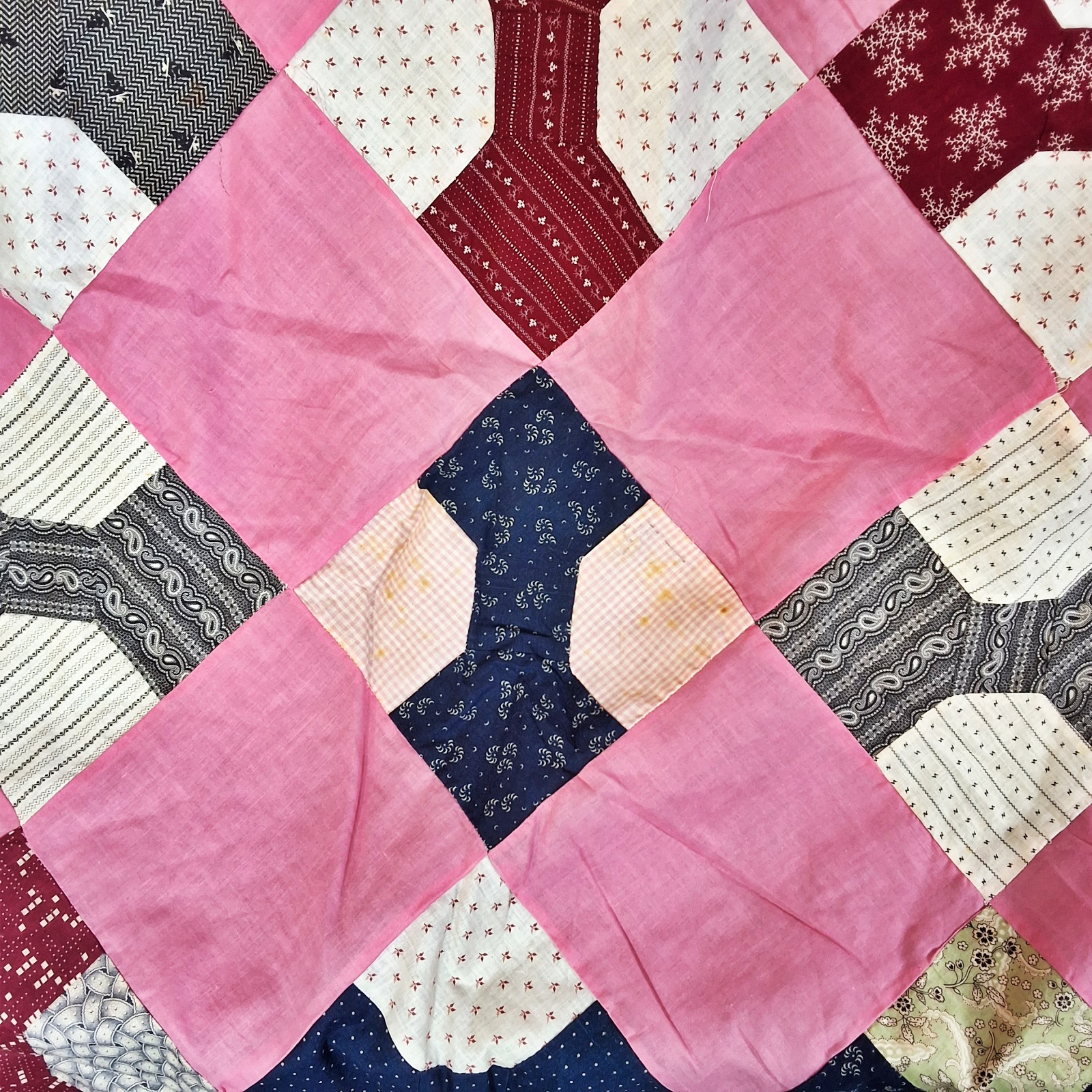 Antique c1890 Bowtie Quilt Top