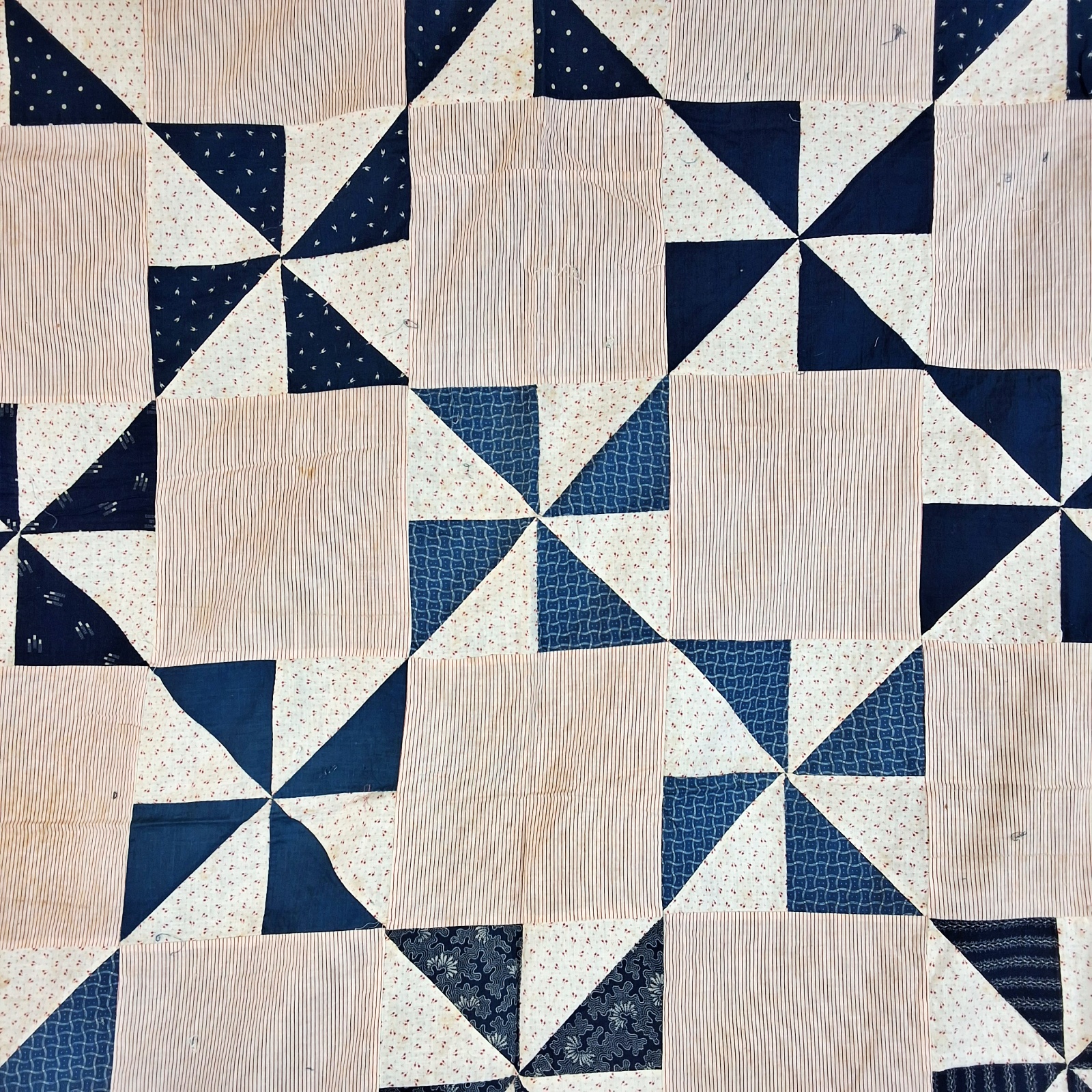 Antique c1900 Pinwheel Quilt Top
