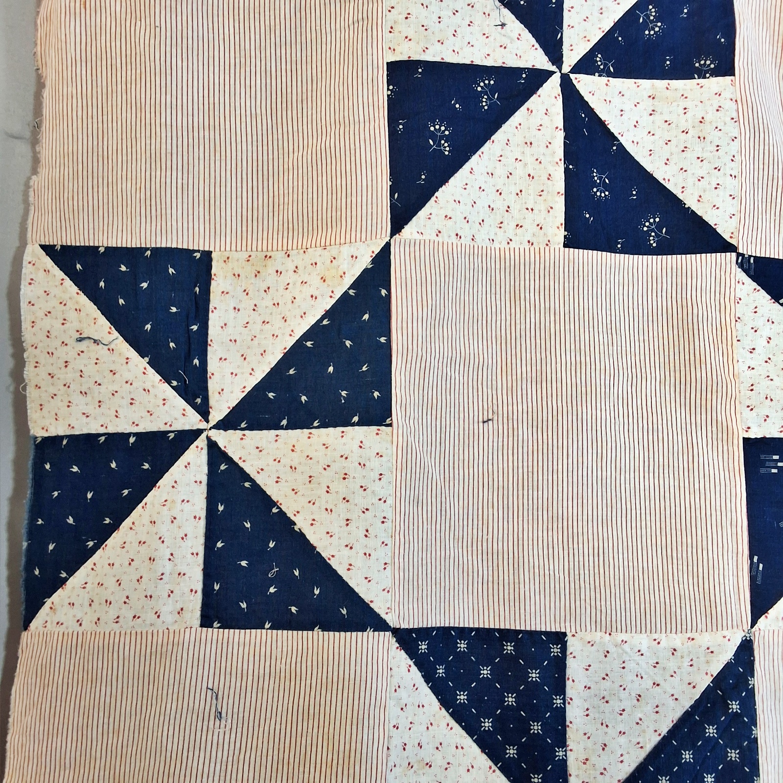 Antique c1900 Pinwheel Quilt Top