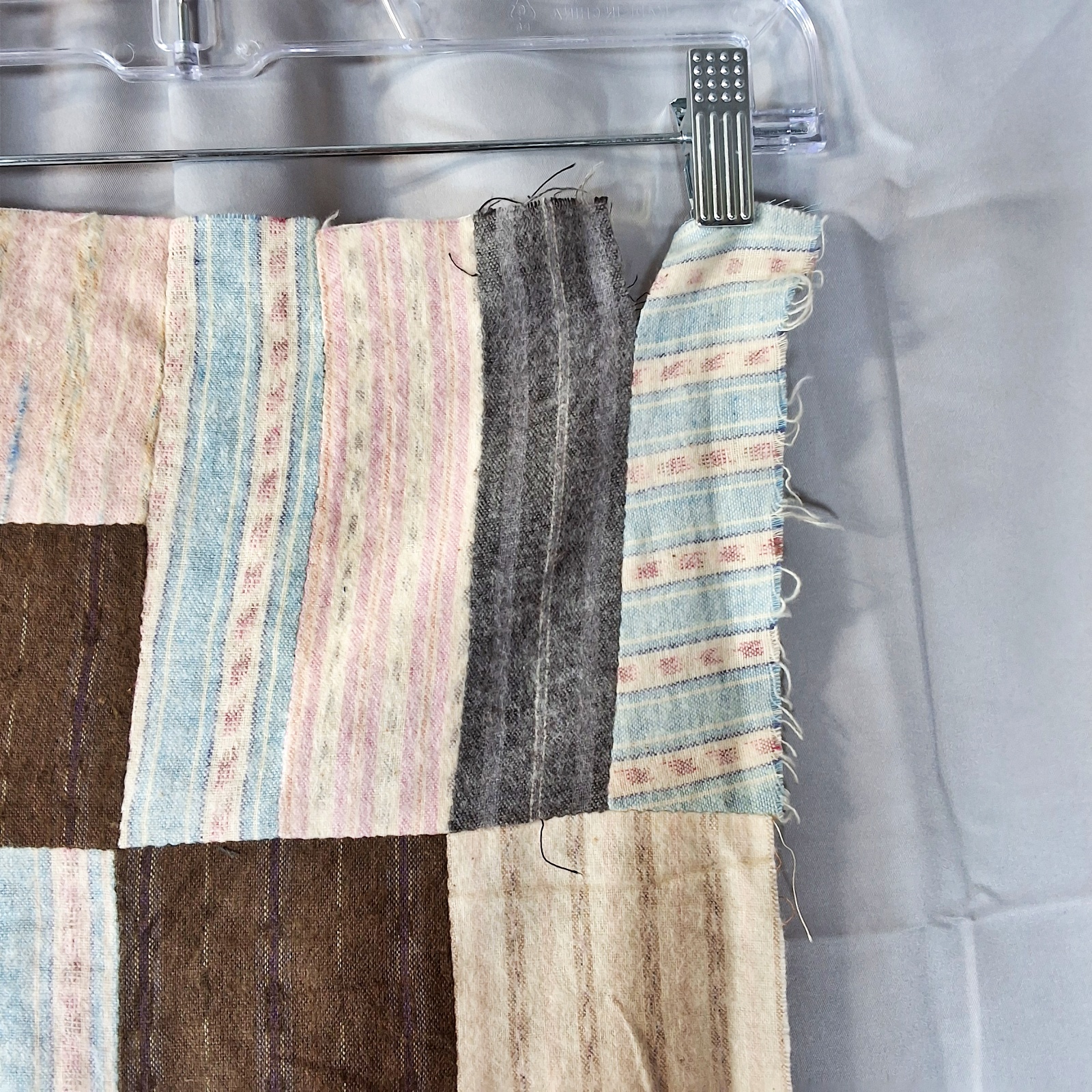 Vintage c1940 Flannel 4 Patch Quilt Top