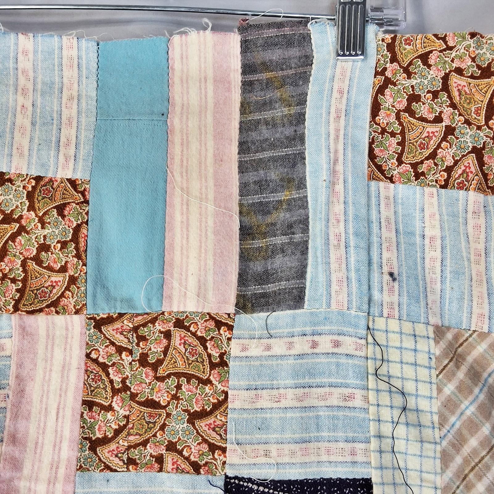 Vintage c1940 Flannel 4 Patch Quilt Top