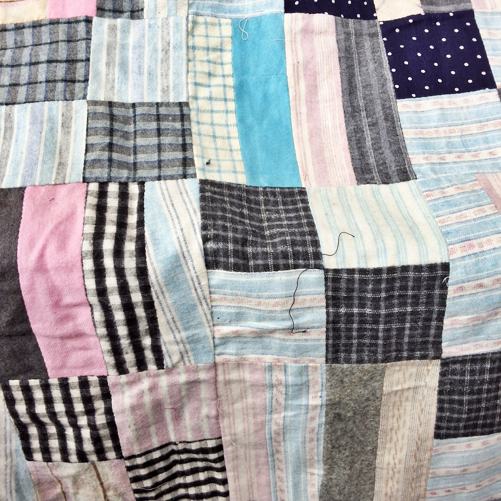 Vintage c1940 Flannel 4 Patch Quilt Top
