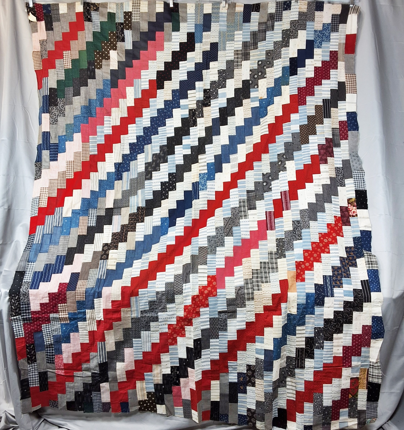 Antique c1890 Zig Zag Quilt Top