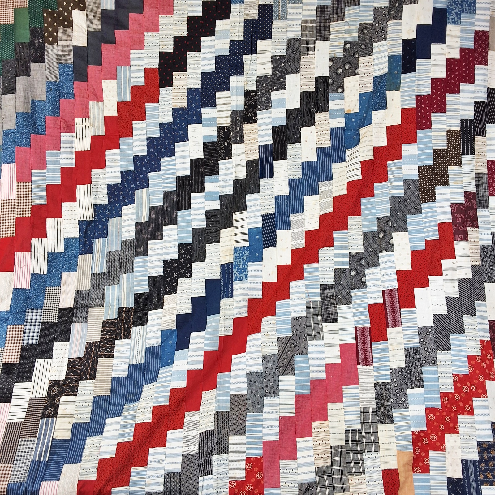 Antique c1890 Zig Zag Quilt Top