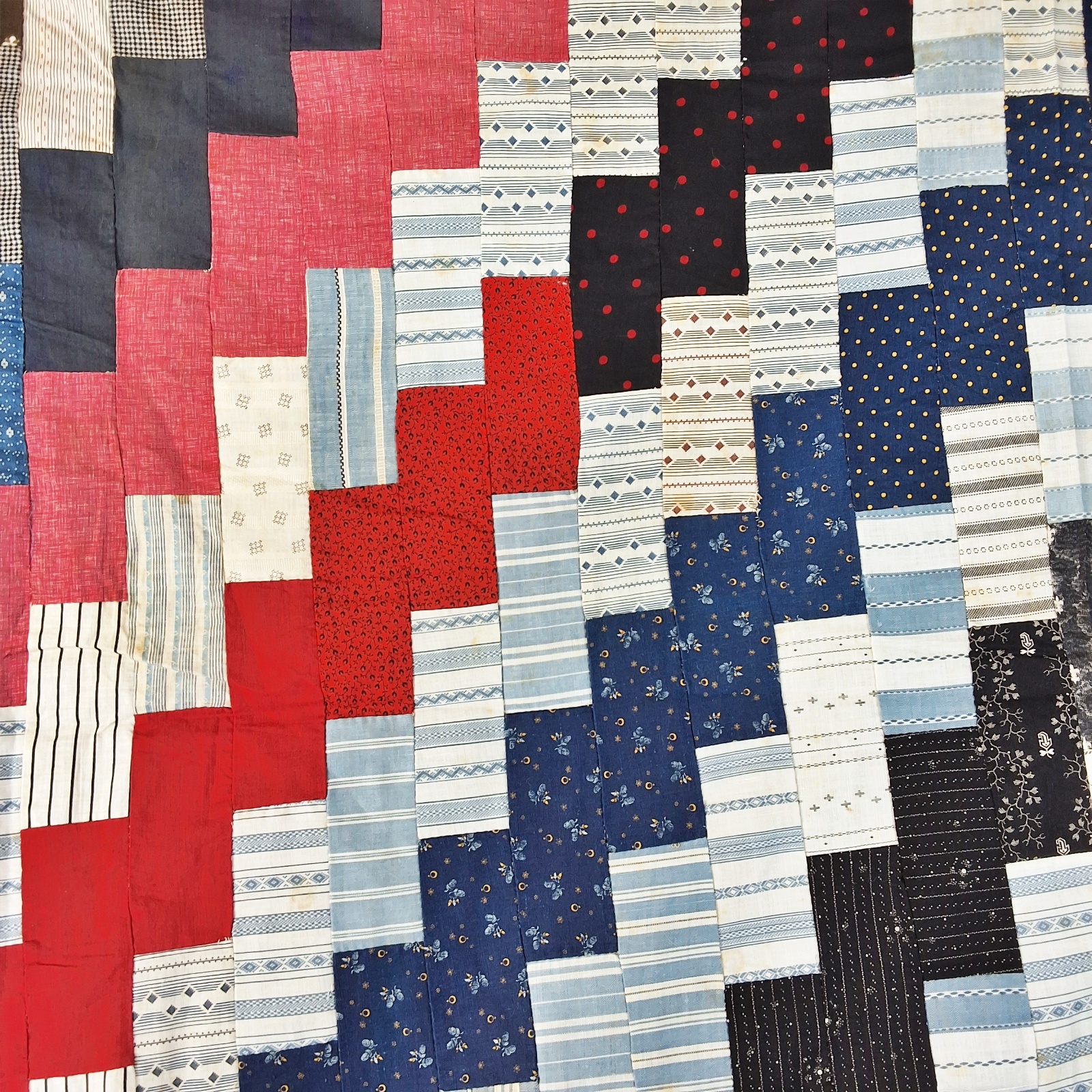 Antique c1890 Zig Zag Quilt Top