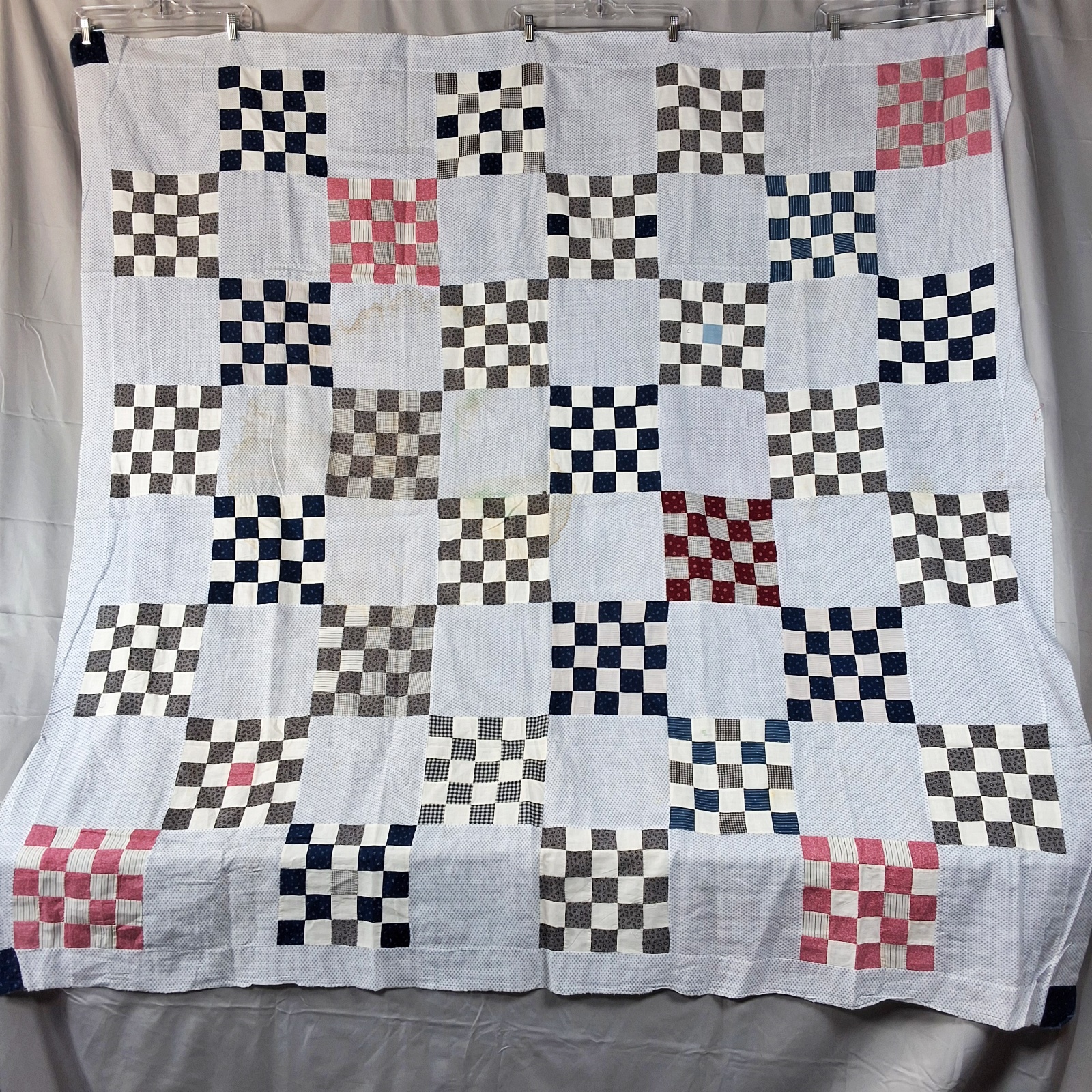 Antique c1920 25 Patch Quilt Top