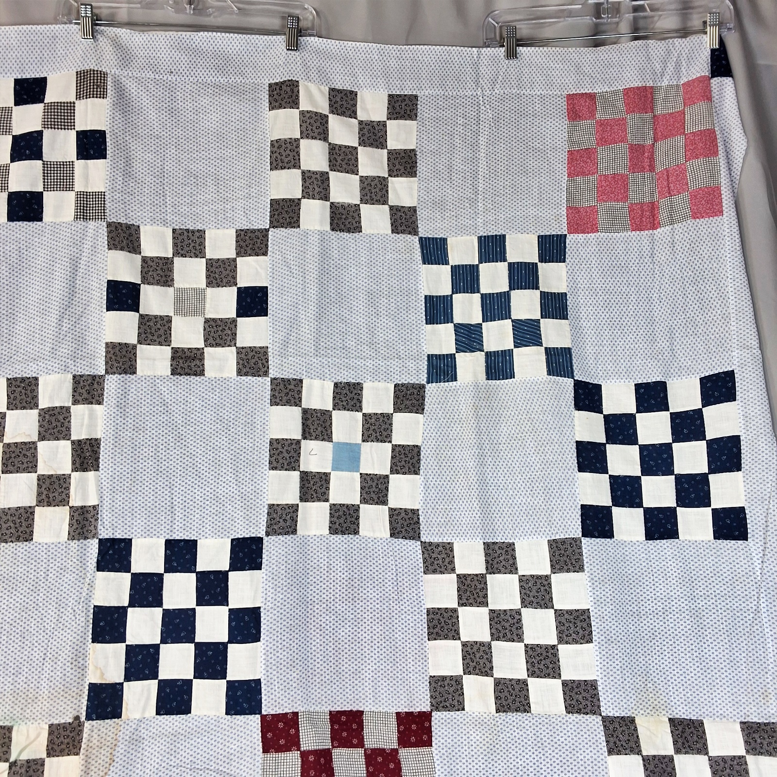 Antique c1920 25 Patch Quilt Top