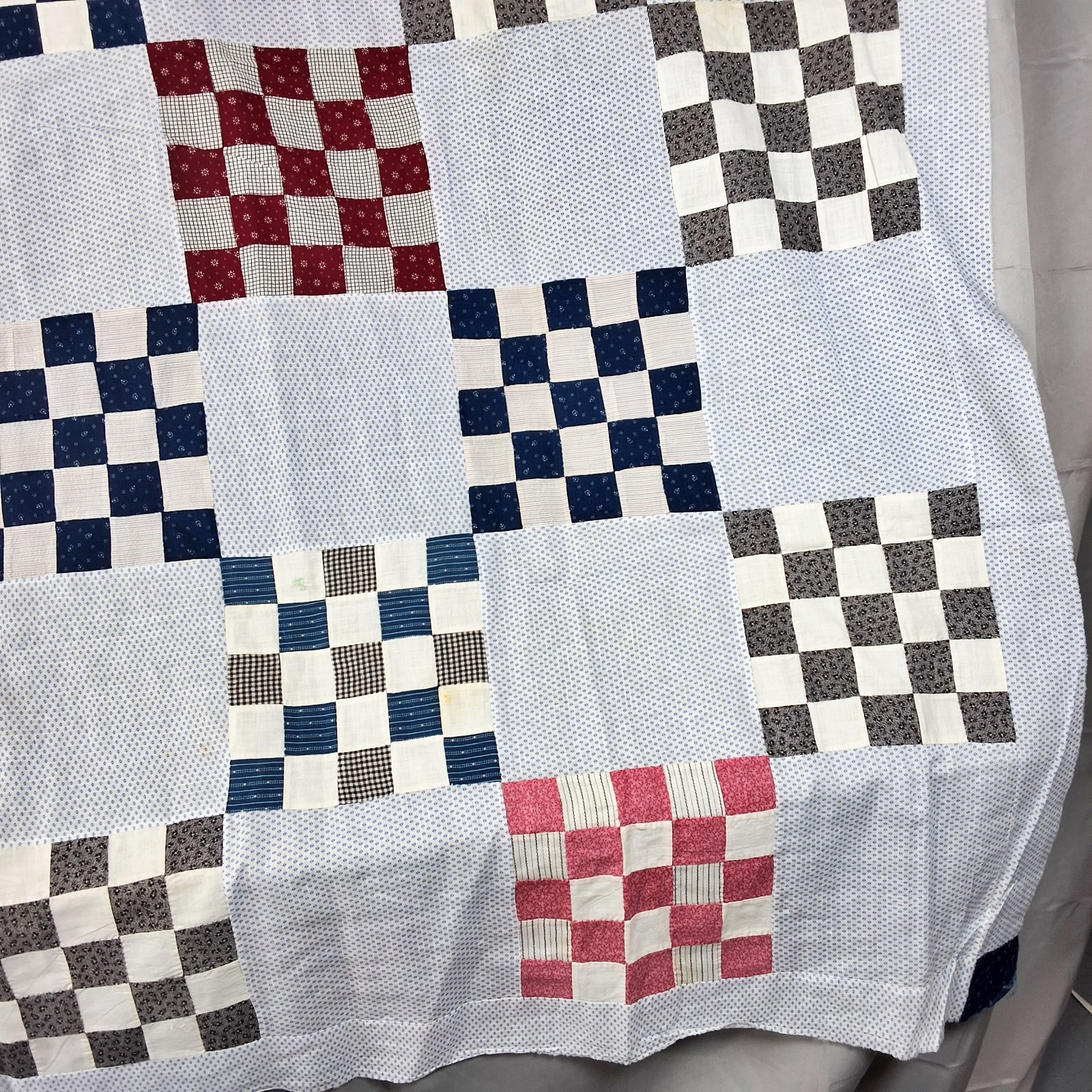 Antique c1920 25 Patch Quilt Top