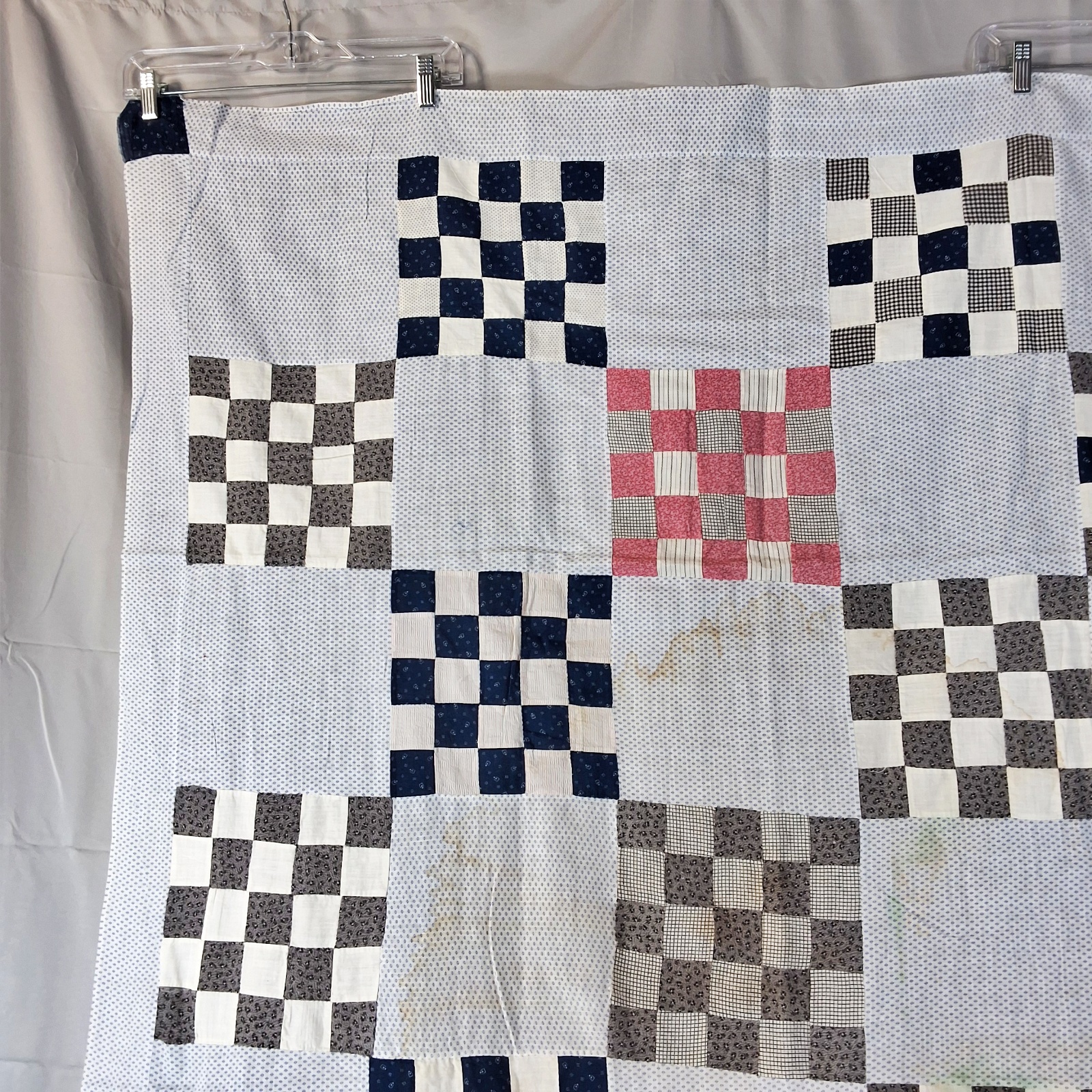 Antique c1920 25 Patch Quilt Top